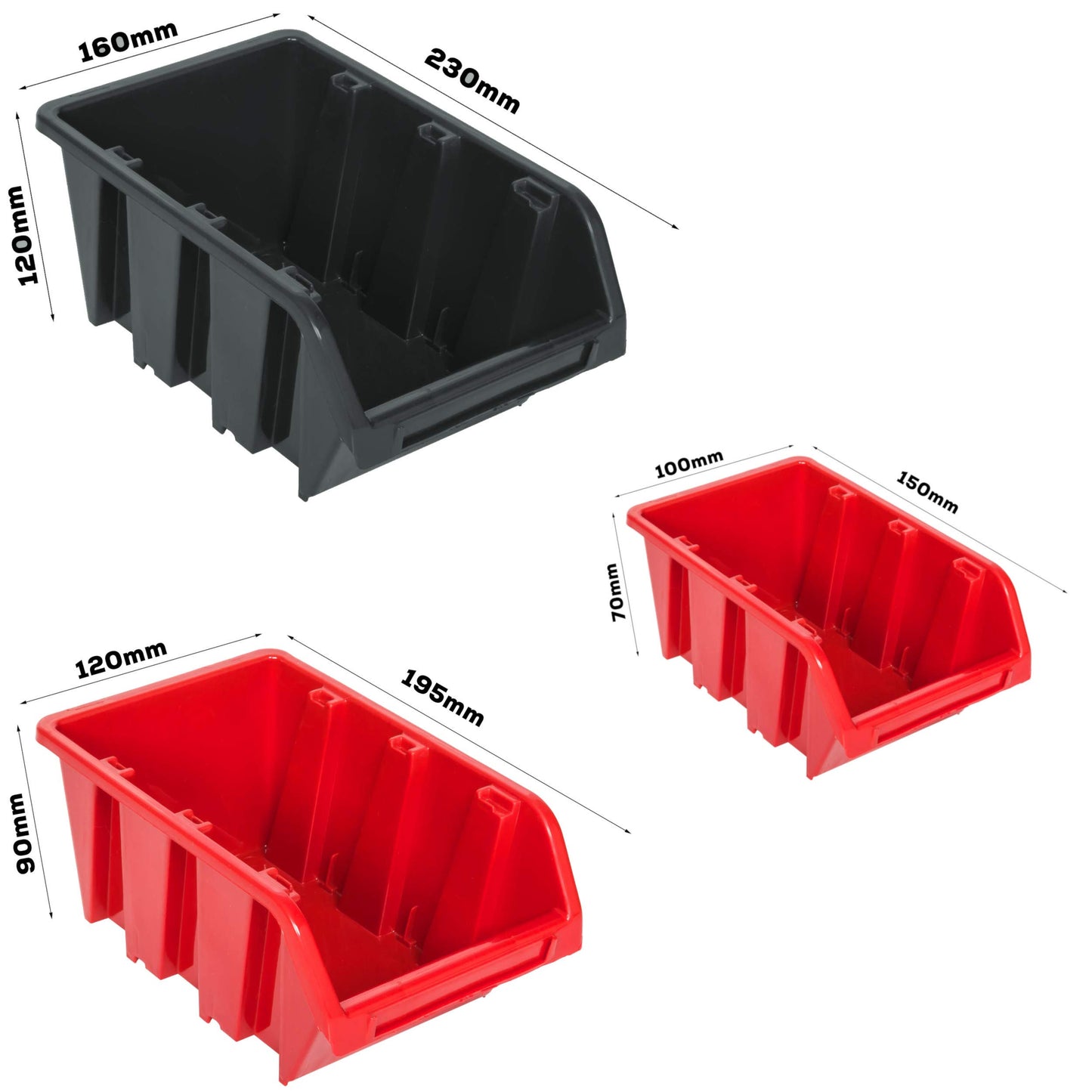botle 24 Stacking Boxes Wall Shelf Plastic 77 x 78 cm Tool Holder Workshop Garage Storage System Storage Boxes Chute