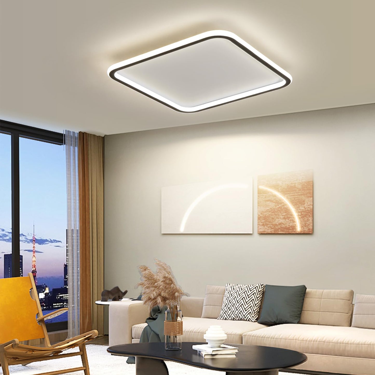Mikeru 3000K Ceiling Light, 40 cm LED Round Ceiling Lighting, Warm White Ceiling Light, Flush Mount Bathroom Ceiling Lights Without Remote Control for Living Room, Hallway, Bedroom
