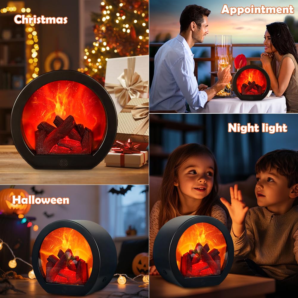 LOMUG LED Fireplace Electric Decorative Fireplace, Electric Fireplace Without Heating with Flame Effect, USB and Battery Operated Electric Fireplaces for Simulation Table Fireplace Ornament Home