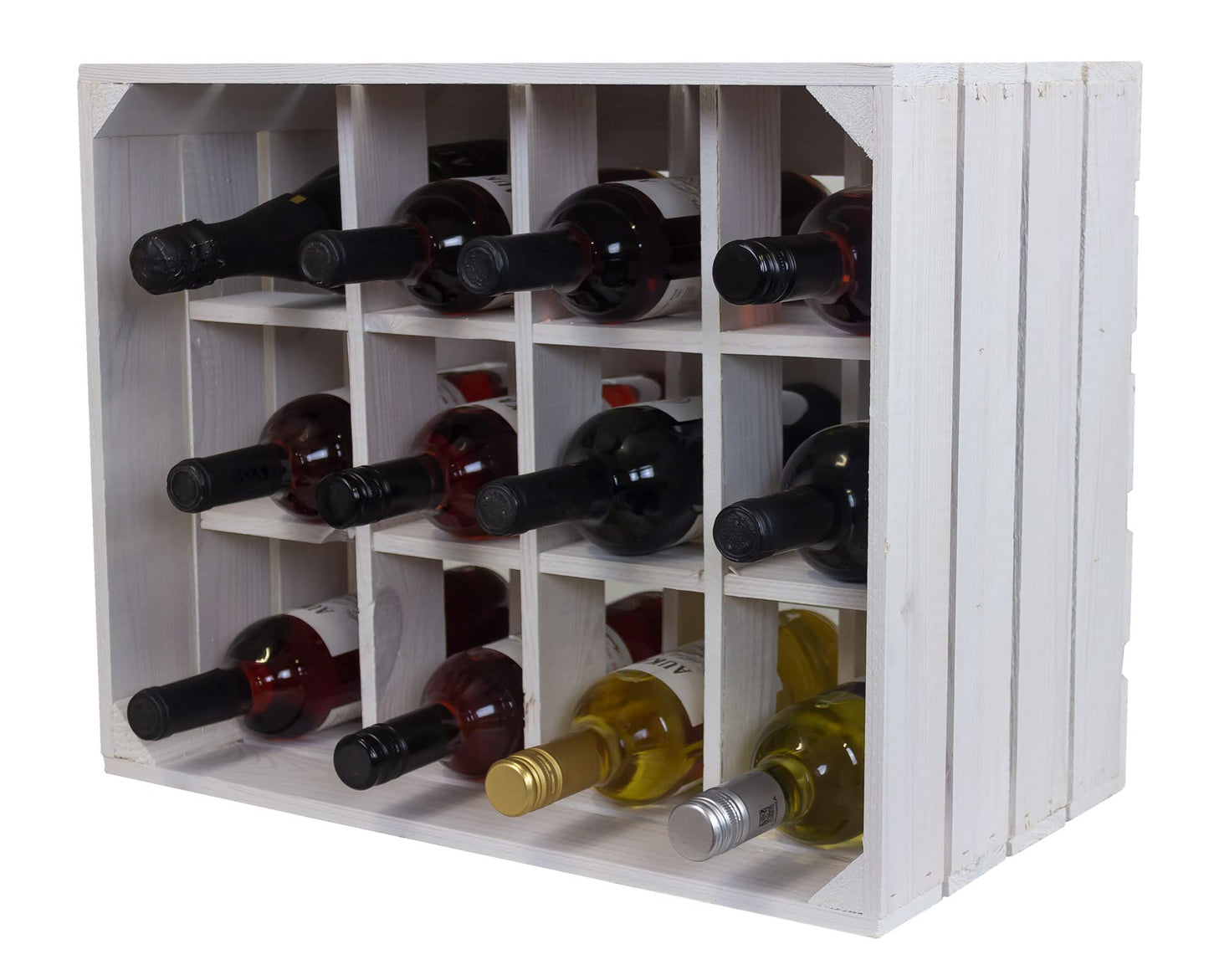 Kistenkolli Altes Land Bottle Rack, Henry, Natural, Flamed, Dimensions Approx. 50 x 40 x 30 cm, wine rack