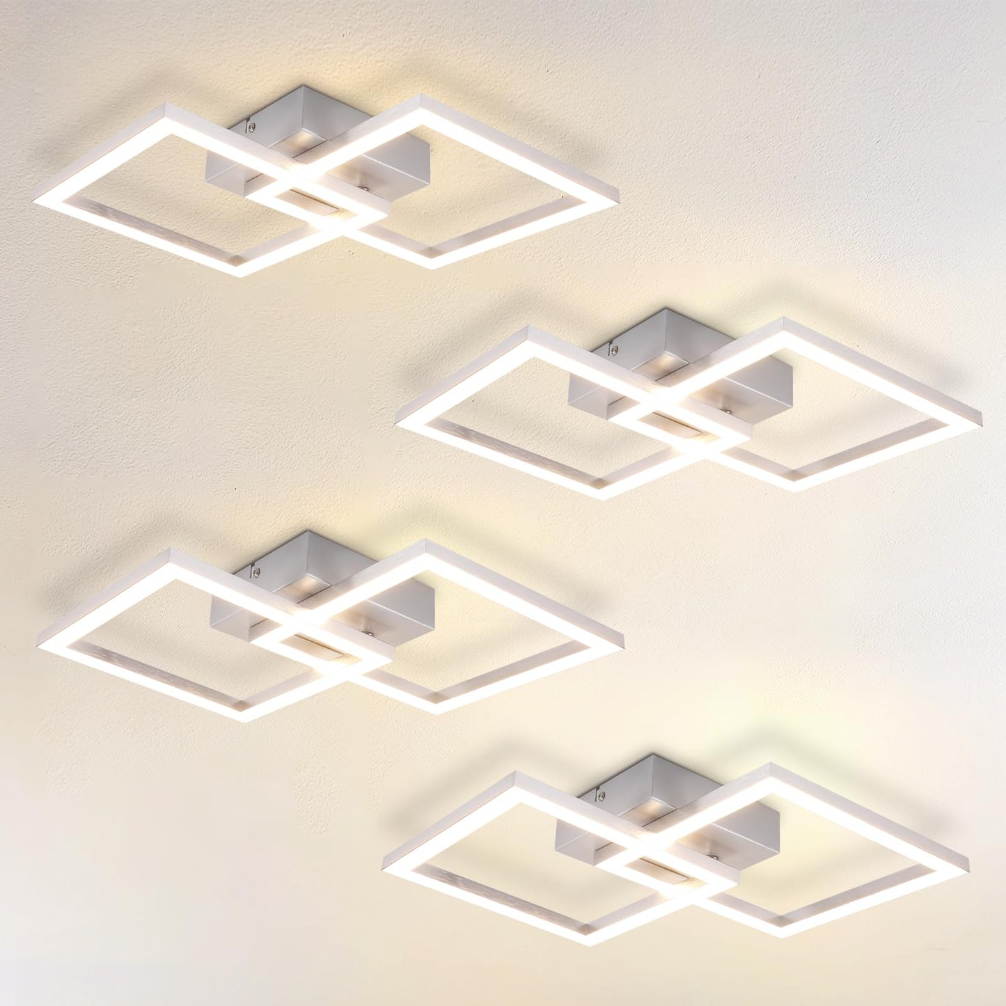Homefire LED Ceiling Light, Kitchen, 24 W, Kitchen Lamp, Black, Living Room Lamp, Modern Design, Hallway Lamp, Warm White, Hallway, Bedroom Lamp, Square, for Living Room, Bedroom