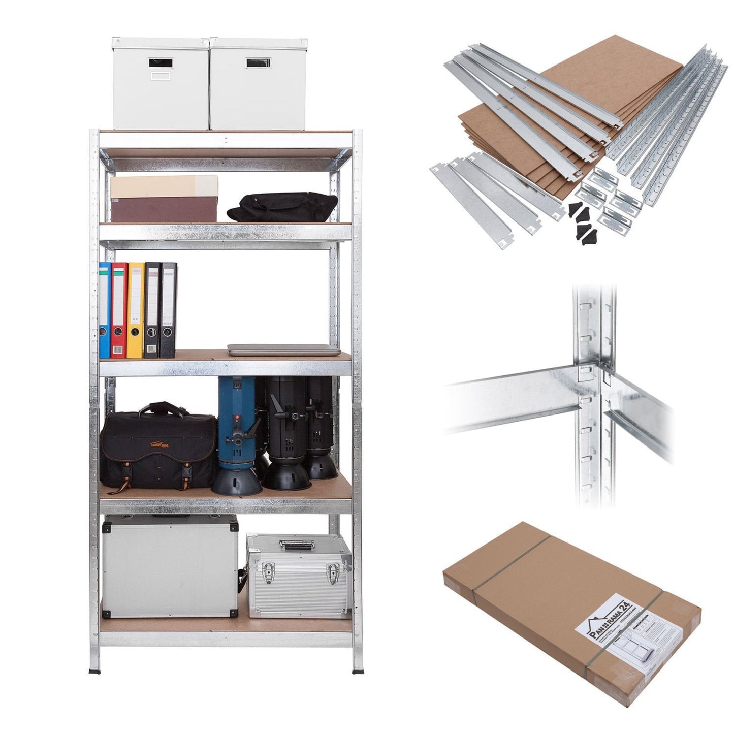 Storage Rack Zinc-Plated Capacity up to 350 kg Dimensions Shelf Rack Cellar / Workshop Shelving, Heavy Duty, 170 x 80 x 30 cm