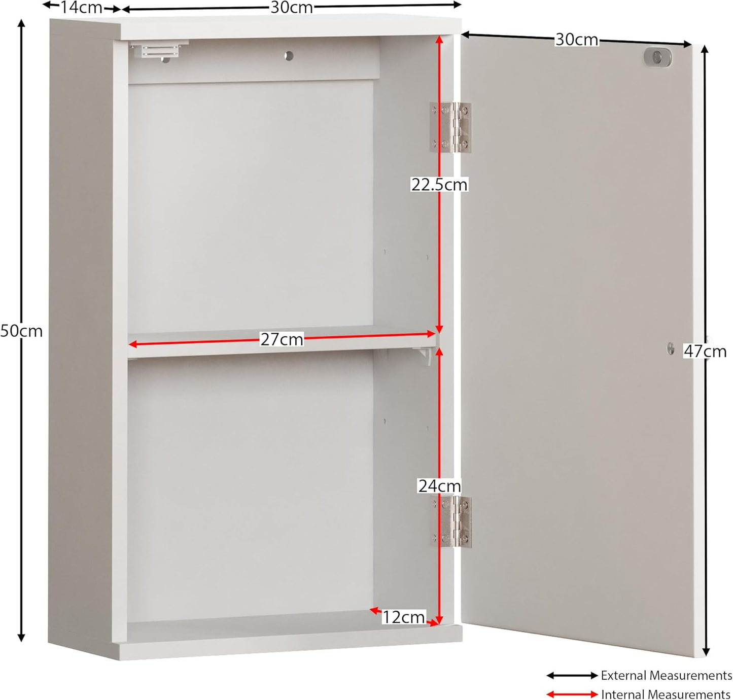 Bath Vida Priano Wall Mounted Cabinet with Door Bathroom Bathroom Storage White
