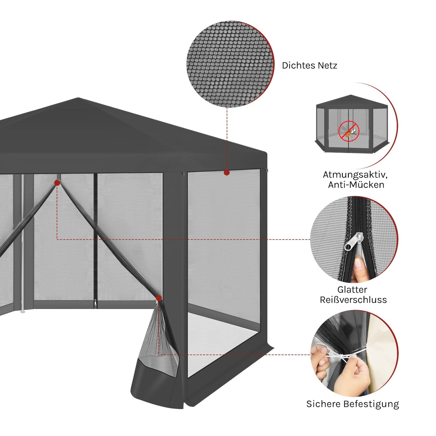 WOLTU Gazebo 3.8 x 3.3 m Square Garden Gazebo with Side Walls Mosquito Net Garden Arbour Metal Party Tent Easy Assembly without Tools for Garden Patio Yard Blue