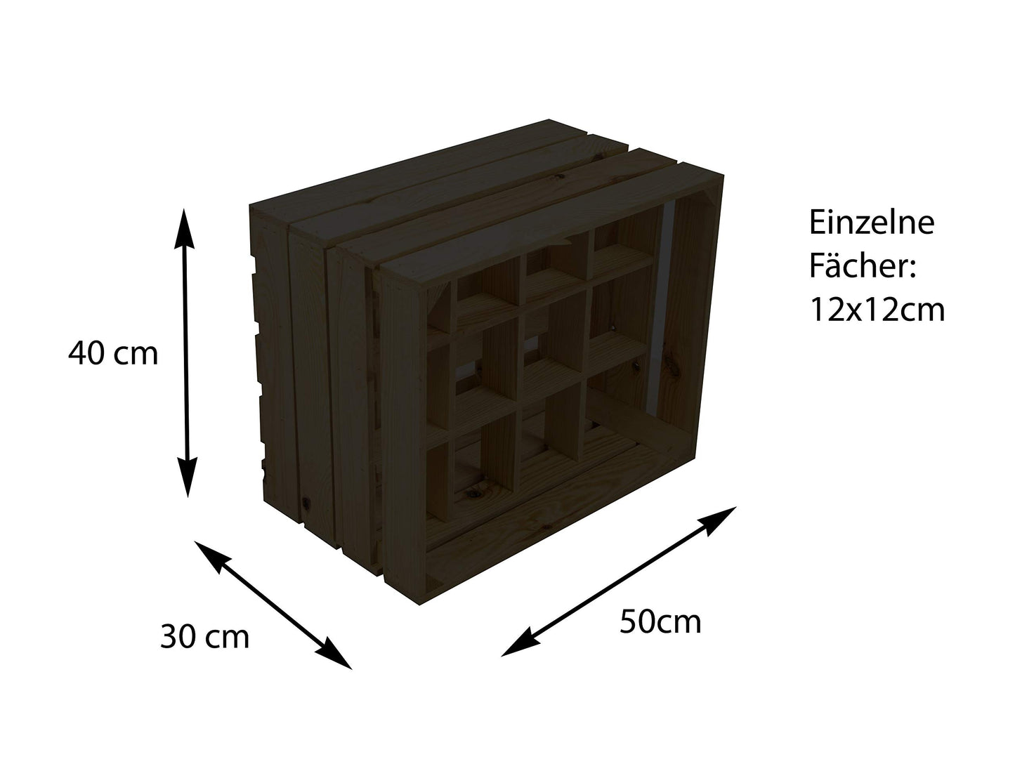 Kistenkolli Altes Land Bottle Rack, Henry, Natural, Flamed, Dimensions Approx. 50 x 40 x 30 cm, wine rack