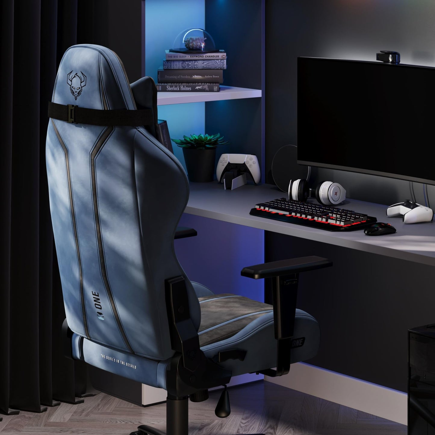 Diablo X-One 2.0 Gaming Stuhl Gamer Chair Bürostuhl Schreibtischstuhl Verstellbare Armlehnen Ergonomisches Design Nacken/-Lendenkissen Wippfunktion Aqua Blue Normal (L)