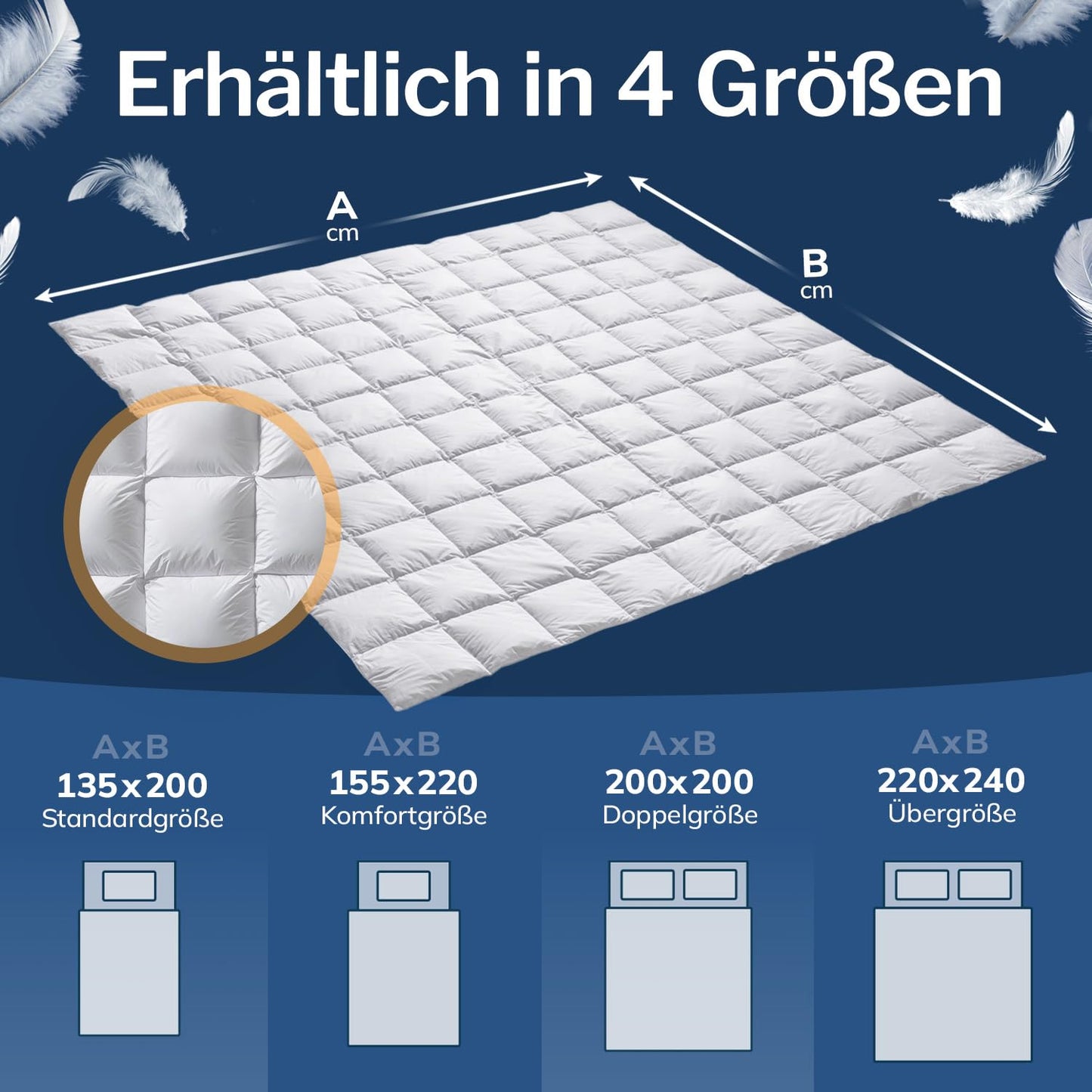 CALMONT - Daunen Bettdecke I Daunendecke 135x200 I 100% extra weiche Federn & Daunen | Fachärztlich geprüft für Allergiker | Oeko-Tex (135 x 200 cm, Warme Winterdecke)