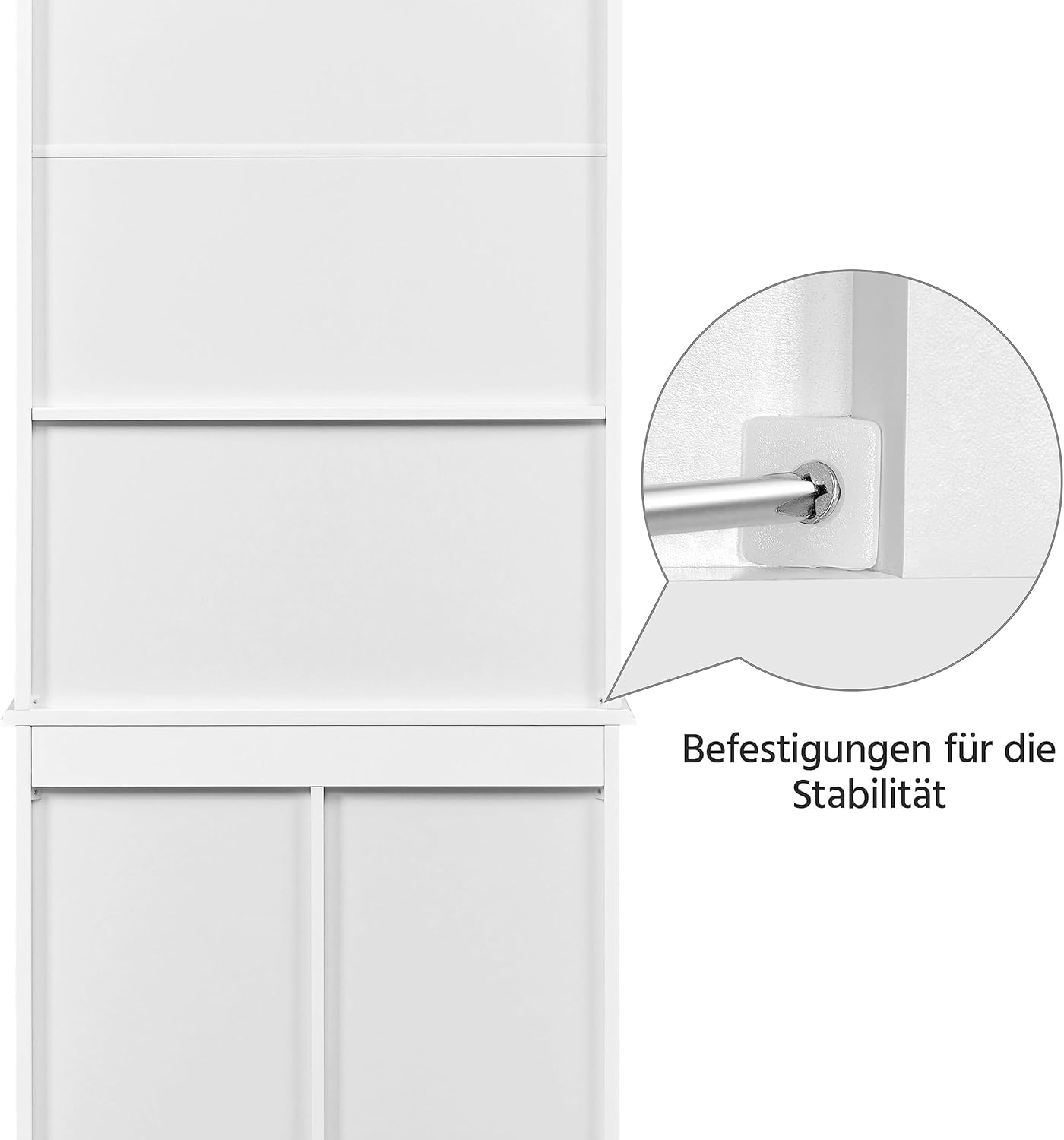 Yaheetech Tall Bathroom Cabinet, Kitchen Cabinet with Glass Doors and Storage Compartment, Storage Cabinet, Bathroom Chest of Drawers with 4 Drawers and Adjustable Shelf, 63 x 30 x 165.5 cm