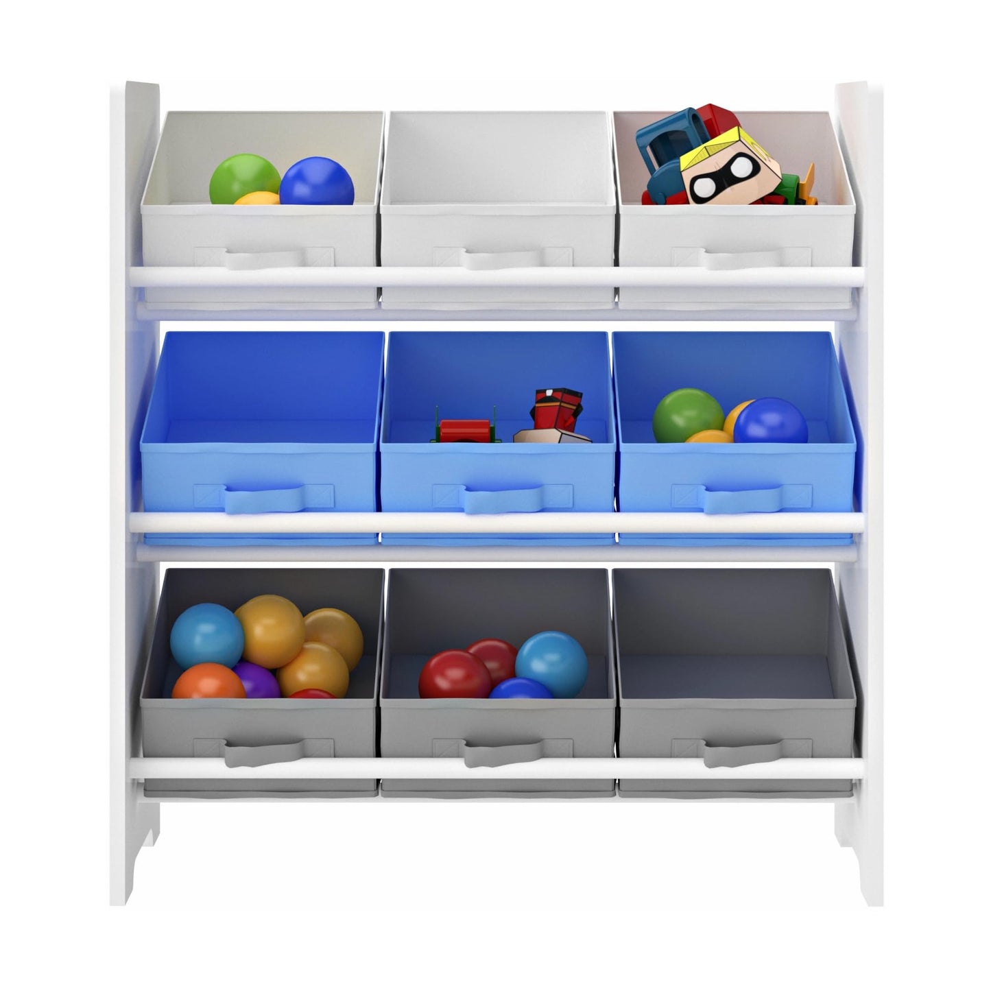 [en.casa] Boiro Children's Shelf, 60 x 62 x 30 cm, Standing with 9 Folding Boxes, Toy Storage Shelf, Ocean Motif