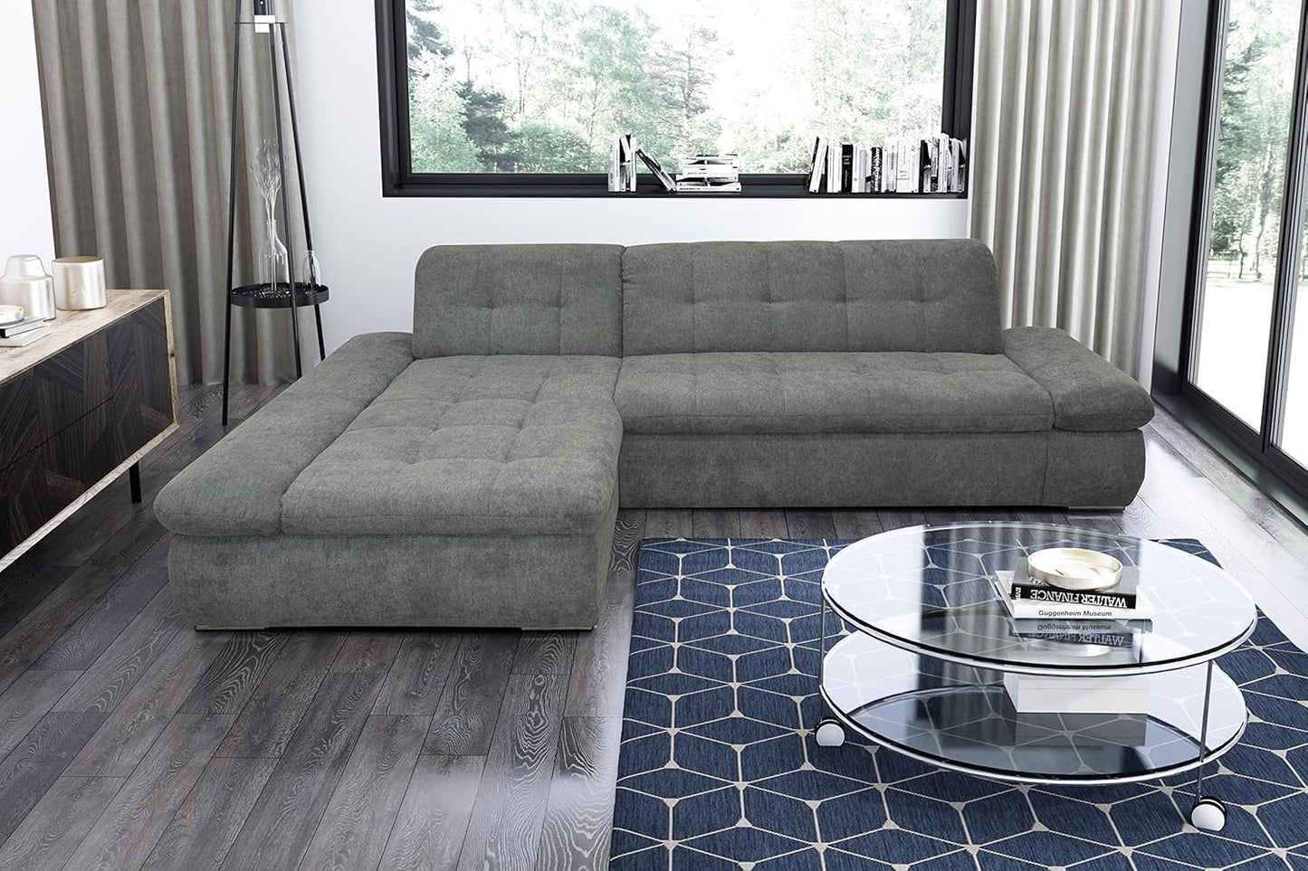 DOMO. collection Moric Corner Sofa, L-Shaped, Corner Sofa, L-shaped, 300 x 172 x 80 cm (W x D x H), Beige