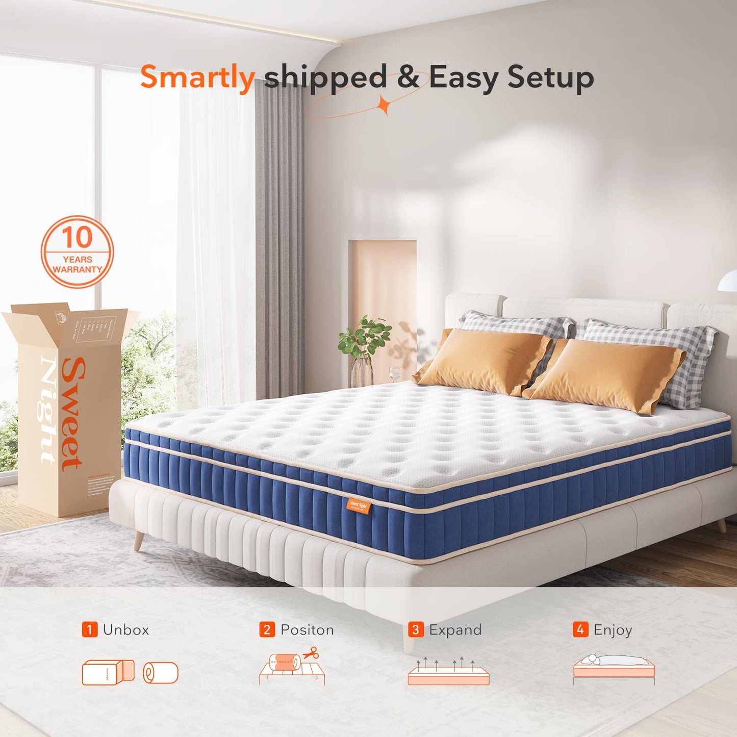 Sweetnight Mattress 160 x 190 cm, Pocket Spring Core Mattress with 7-Zones, Breathable, Orthopaedic, Height 20 cm, Hardness H4