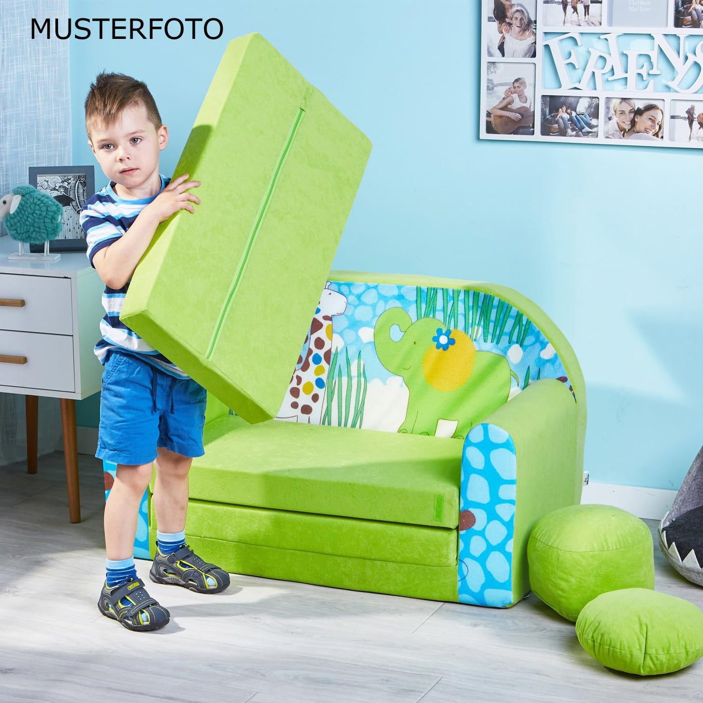 Children's Sofa with Sleep Function Foldable 3-in-1 Children's Sofa Play Sofa with Bed Function Girls Boys Bean Bag Mini Sofa Bed Children's Room Sleeping Chair (A39)