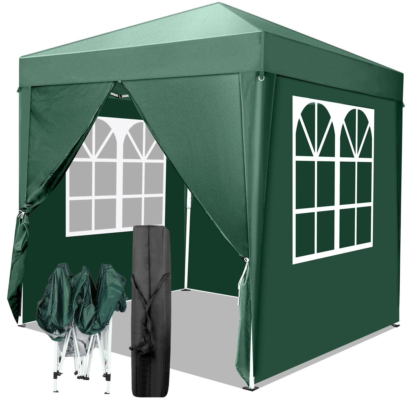 Gazebo 3 x 6 m, Folding Gazebo, Waterproof, Stable, Winterproof, UV Protection 50+, 420D Oxford, Foldable Height Adjustable, Party Tent, Garden Tent, for Garden, Camping, Outdoor, Black, 6