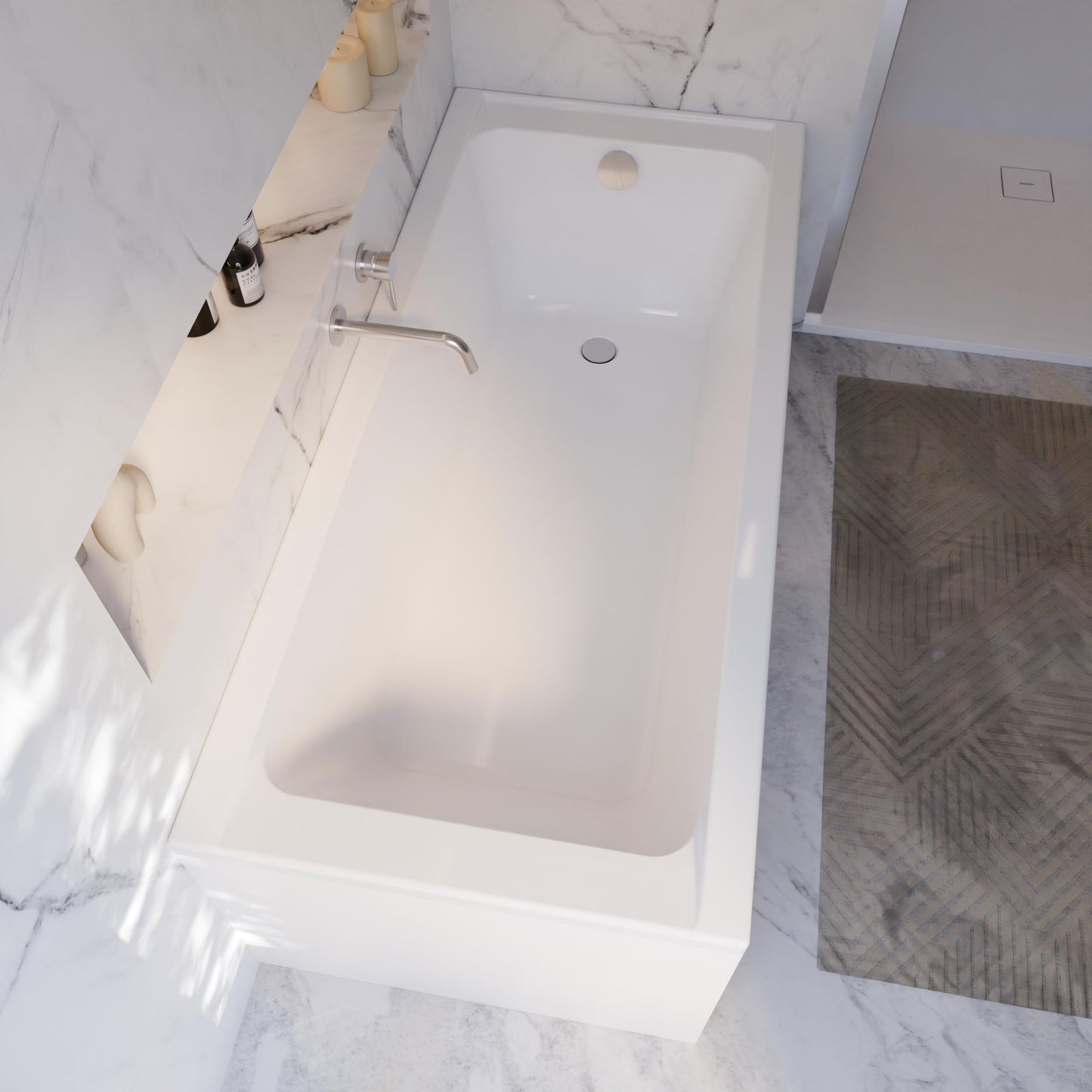 Schulte Como Bathtub 150 x 70 cm Complete with Bath Support and Drain Made of High-Quality Acrylic in Glossy White