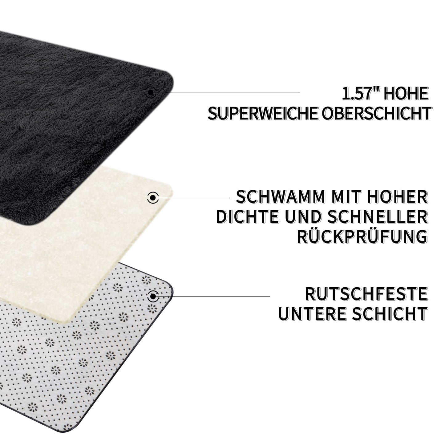 Sour Lemon Hochflor Teppich Grau Teppich Wohnzimmer 140x200 Waschbar Anti-Rutsch Extra Große Teppiche Schlafzimmer Flauschige Moderne Teppiche Matte Teppichen für Schlafzimmer Kinderzimmer