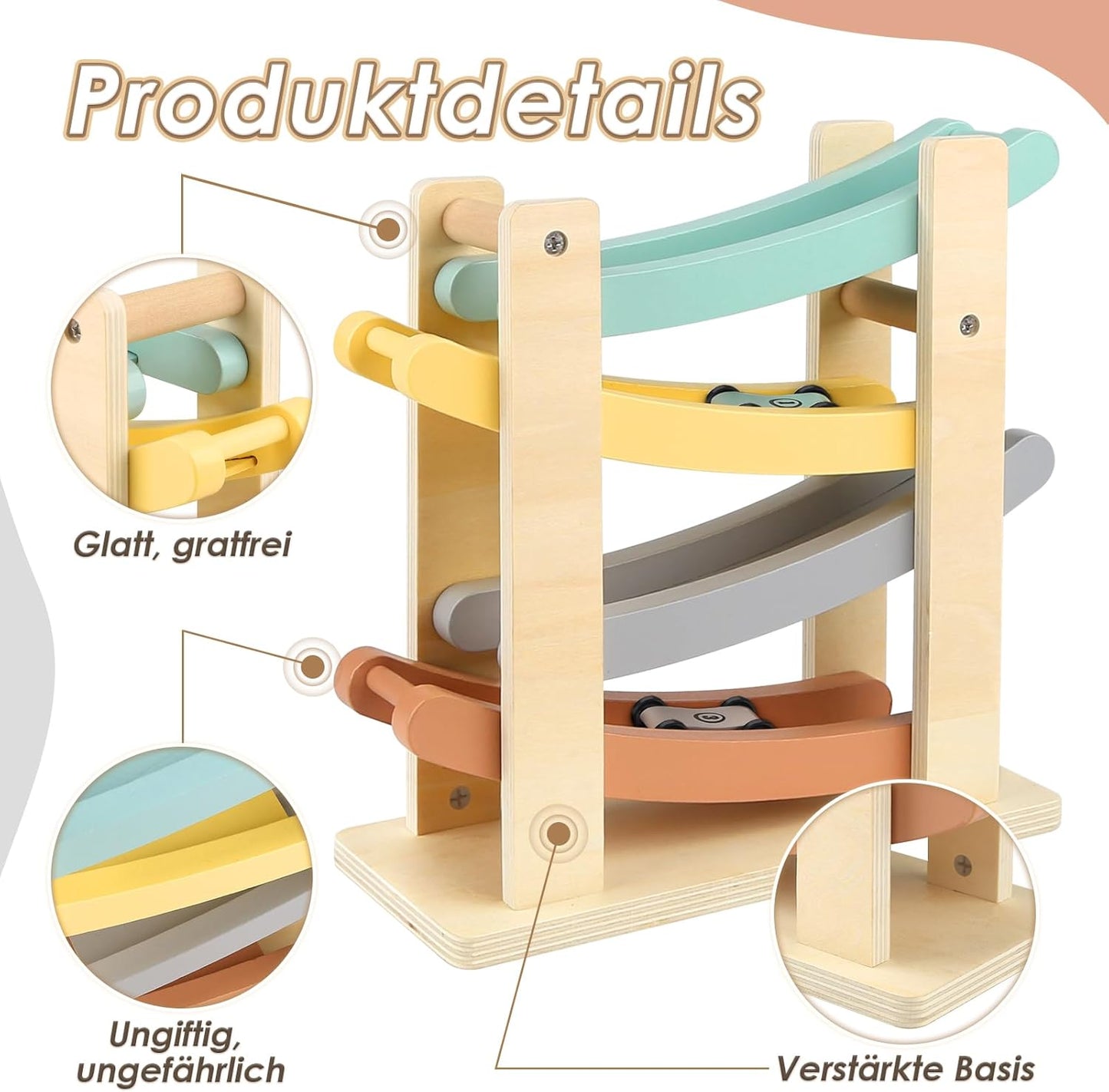 Vanplay Montessori Toy from 1 Year Car Toy Marble Run Wood from 1 2 Years Wooden Toy Gift 1 2 Years Boy Girl