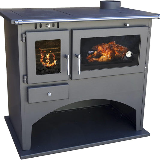Viki 25071 Workshop Stove with Baking Compartment and Hob 10.5 kW Swedish Stove Fireplace Hut Oven