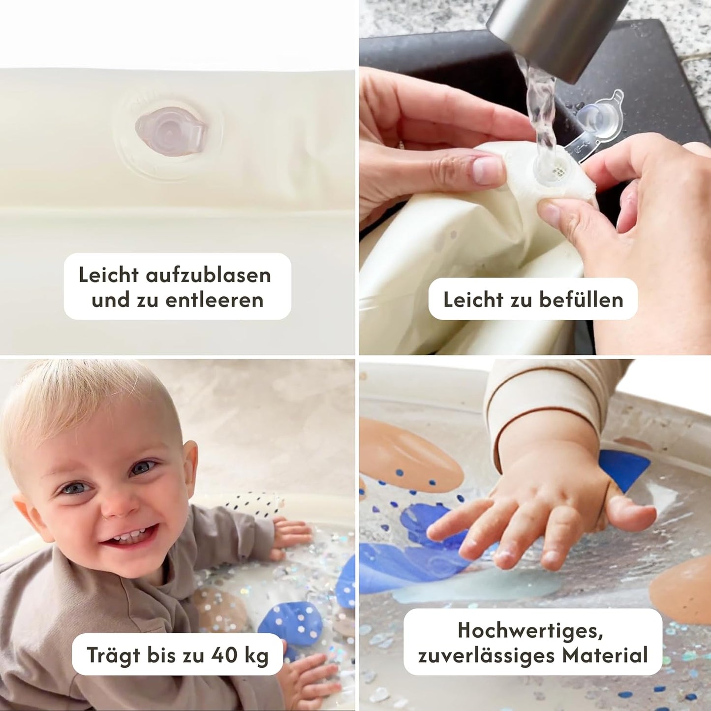 Hakuna Matte Baby Water Mat 73 x 42 cm - Tummy Time Water Mat from 3, 6 & 9 Months, Sensory Toy Baby with Glitter, Montessori Water Play Mat, Stomach Position Toy, Aquarium, BPA-Free, Odourless