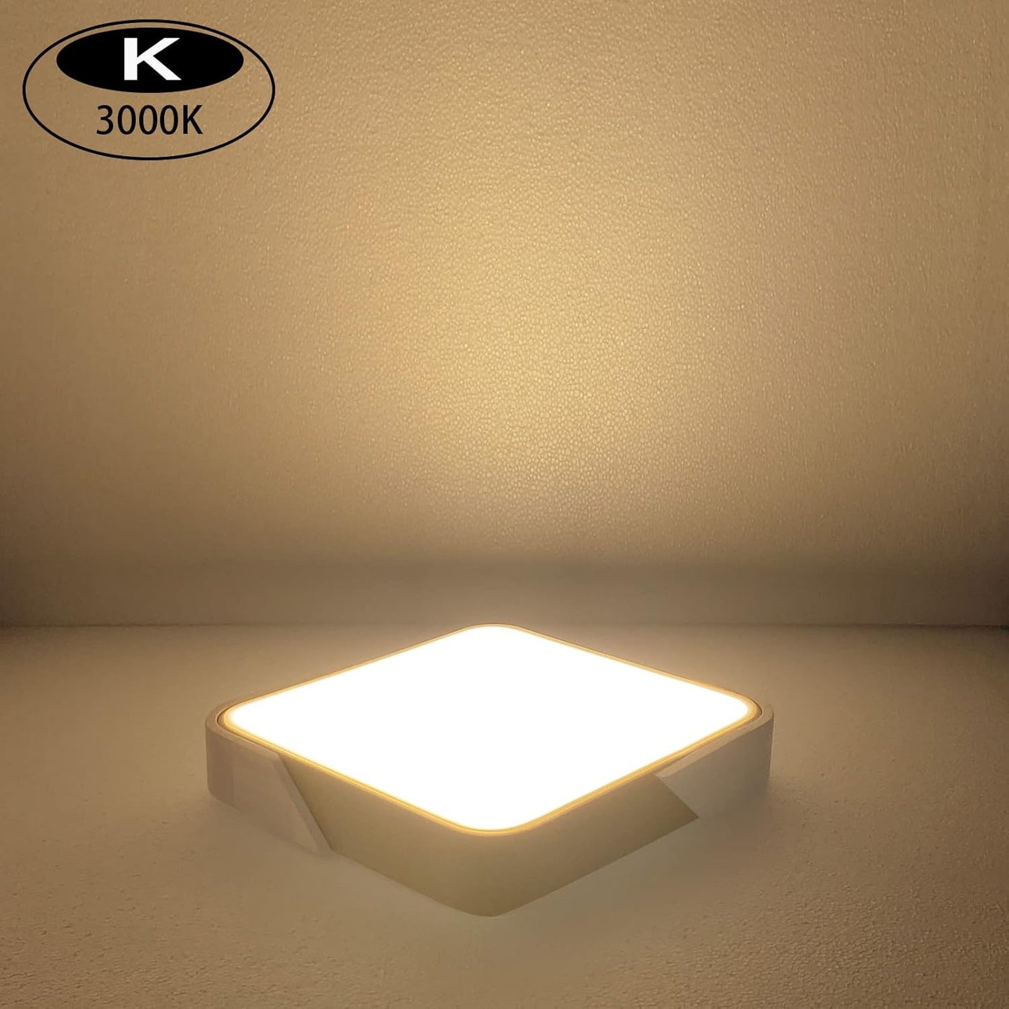 LED Wooden Ceiling Lights, Thin Flat Modern Flush-Mounted Light, Ceiling Lighting Lamps for Dining Room, Hallway, Living Room, Kitchen, Bedroom, 30 cm x 30 cm, 24 W, Warm White, 3000 K