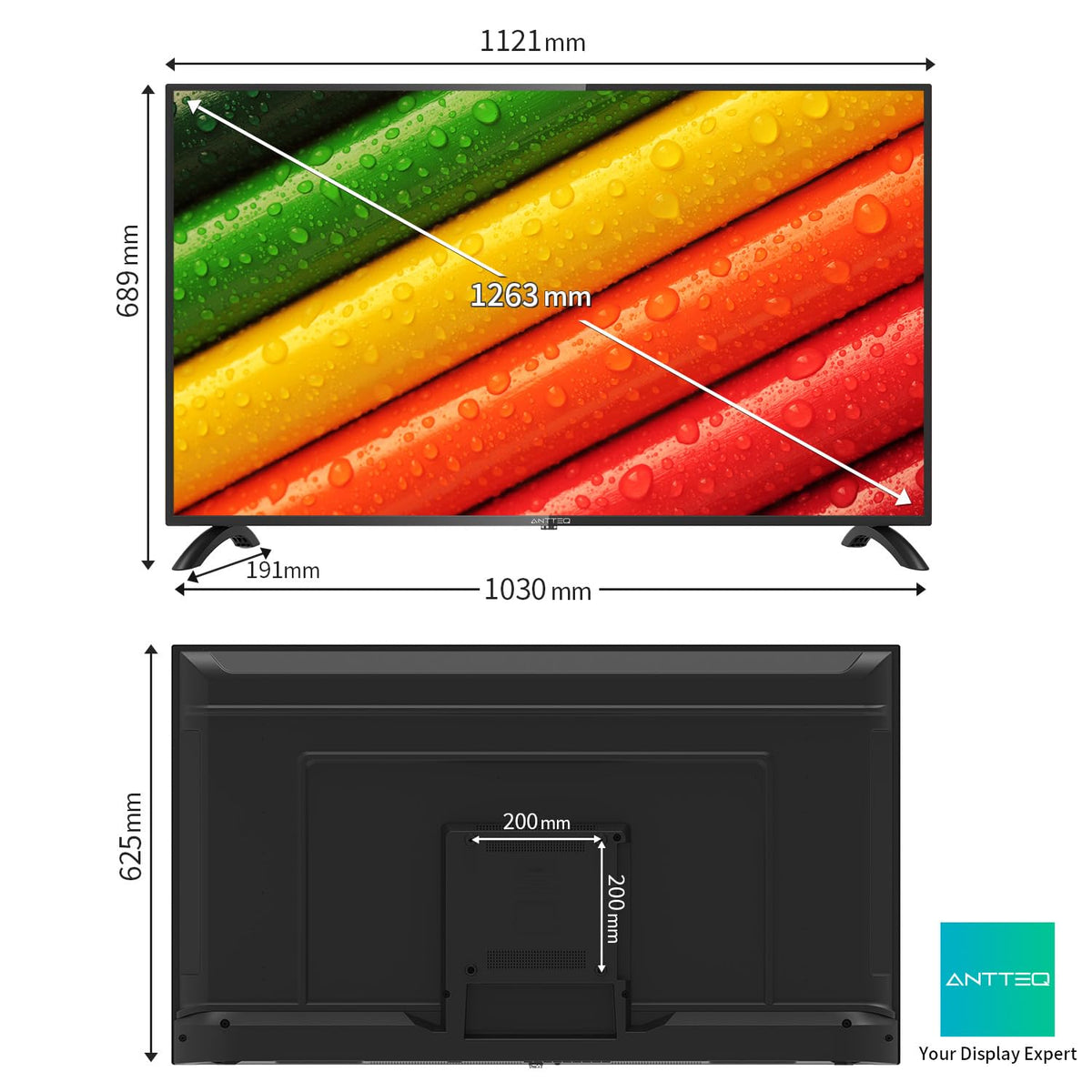 AB50D1 Fernseher 50 Zoll (TV 127 cm), Dolby Audio, LED, Triple Tuner DVB-C / T2 / S2, CI+, HDMI, Mediaplayer per USB, digitaler Audioausgang, incl. Hotelmodus