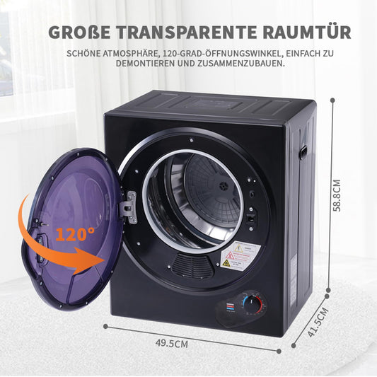 HAUSPROFI Exhaust Dryer 2.5 kg, Wall Mountable, 200 Minute Timer, Double Filter, PTC Ceramic Heater, Stainless Steel Drum, Overheating Protection, 65°C Drying Temperature (White)