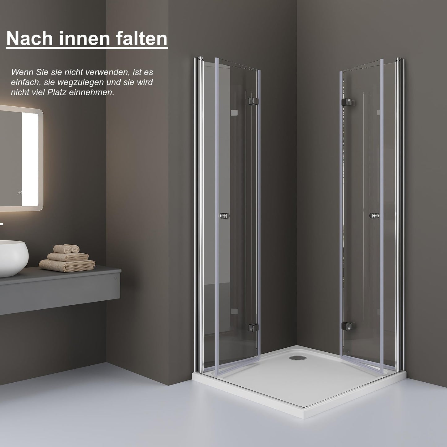 Shower Cubicle 90 x 90 x 185 cm Corner Entry Shower Folding Door 180° Shower Screen Shower Enclosure 6 mm Tempered Glass