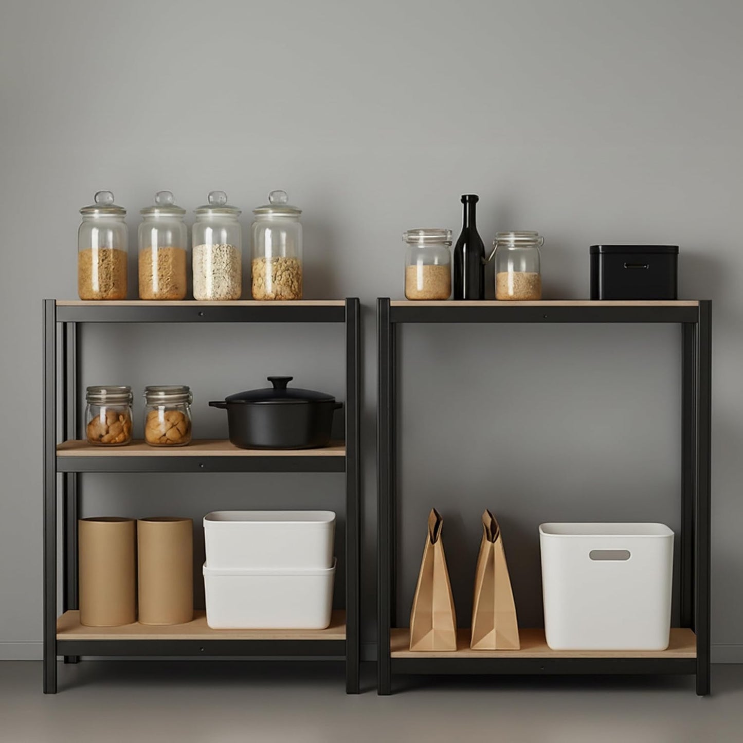 Relaxdays Heavy Duty Shelving Unit H x W x D 180 x 100 x 60 cm, Load Capacity 1250 kg, 5 MDF Shelves, Storage Unit, Black