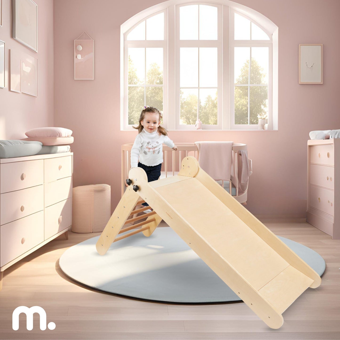 Mamabrum Wooden Pet Playground XL 5-in-1, Slide, Swing, Climbing Wall, Net and Ladder for Active Toddlers, Sturdy, for Active Homepage, Support Baby Development