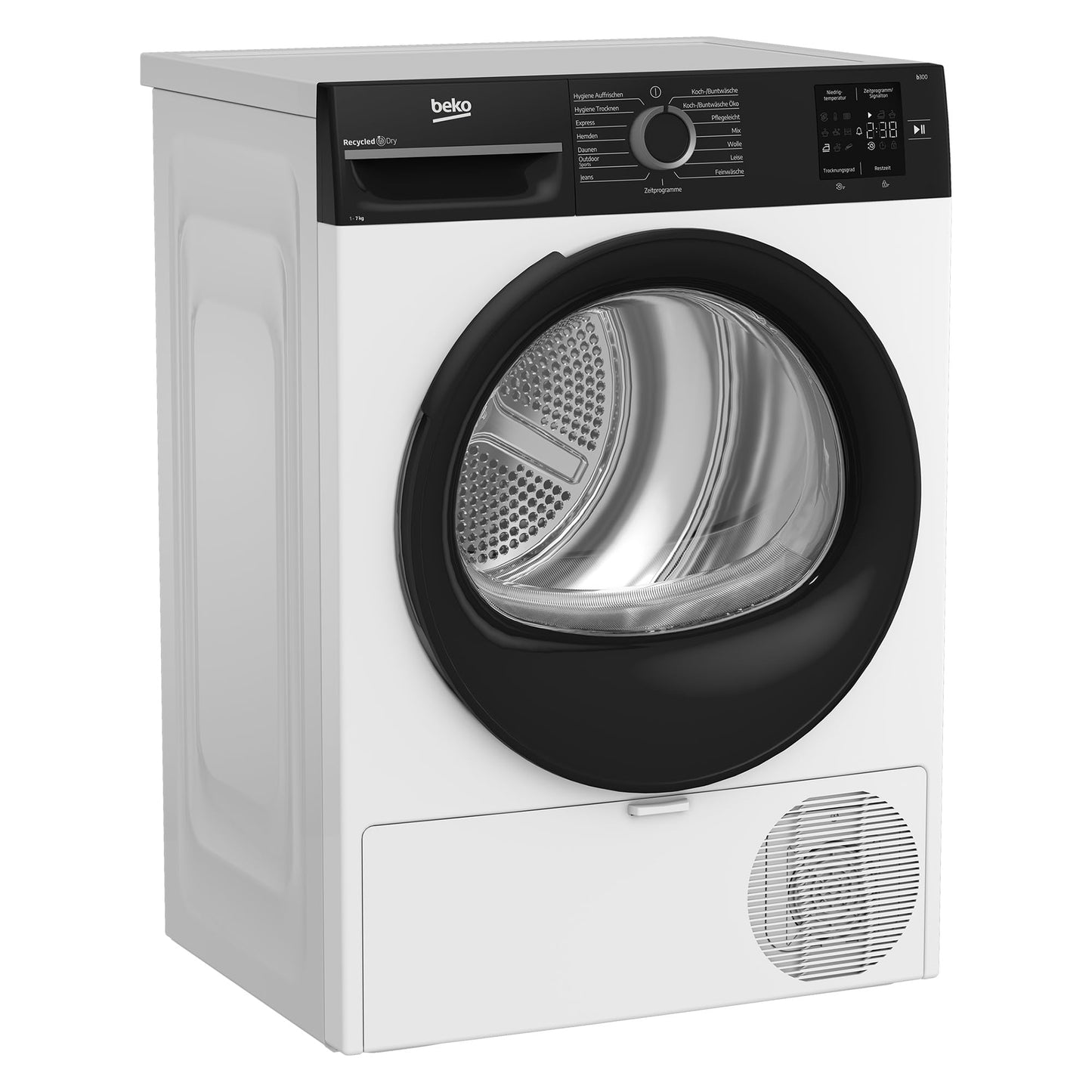 Beko BM3T38210W1 Heat Pump Dryer, Tumble Dryer, 8 kg, Suitable for Allergy Sufferers, Hygiene Drying & Refreshing Hygiene, 15 Programmes, Express, White