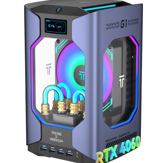 GEEKOM Megamini G1 Gaming PC with Intel i9-13900HK Processor + Nvidia Geforce RTX 4060 8GB Water Cooling High End Desktop Computer Windows 11 Pro 32GB DDR5 RAM + 2TB SSD for All Application Scenarios
