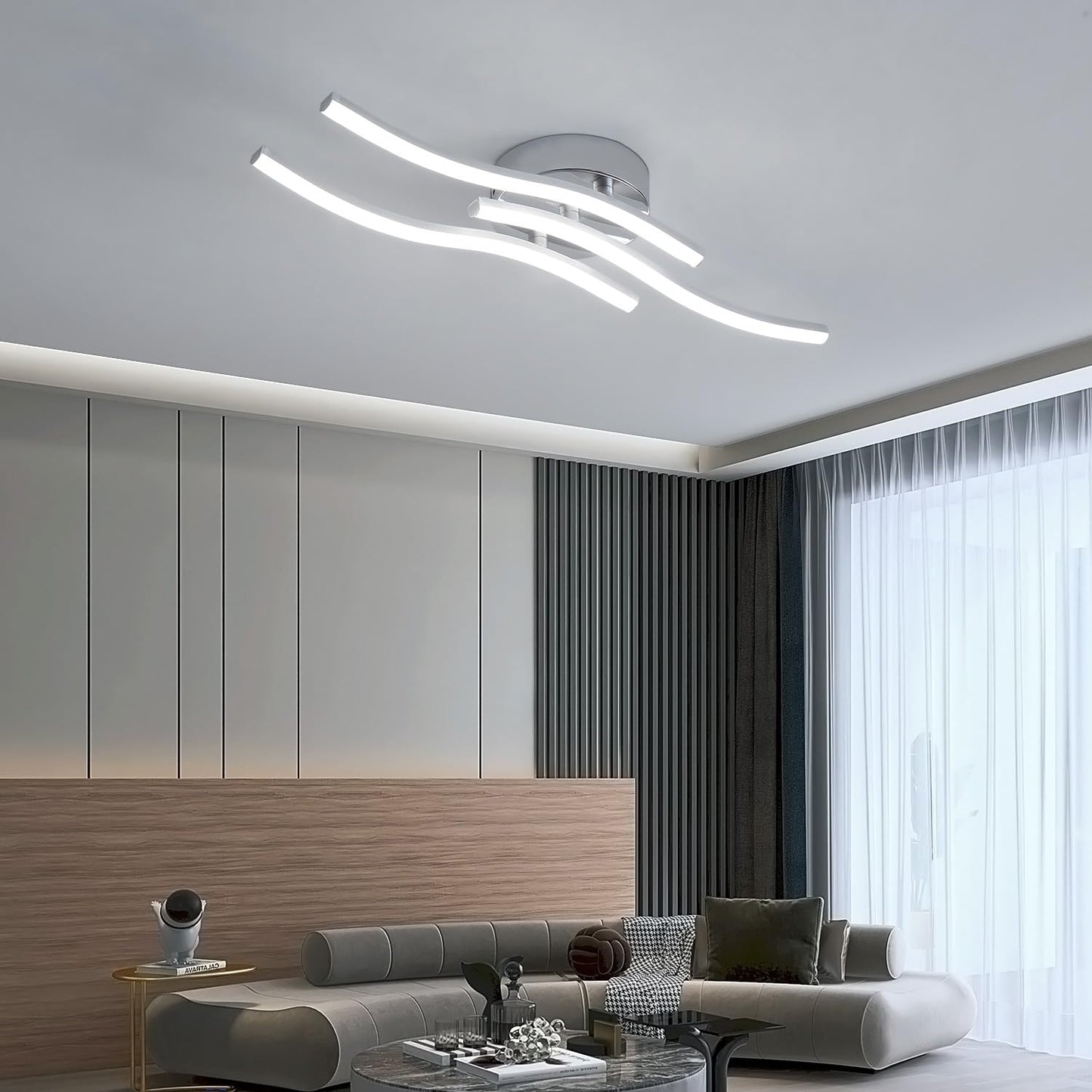 LED Ceiling Light, Kitchen Ceiling Light, Bedroom, 18 W 1620 LM Ceiling Light Living Room, 6500 K Cold White, 3 LEDs, Suitable for Bedroom, Dining Table, Hallway Lamp Ceiling, Balcony, Diameter 54 cm