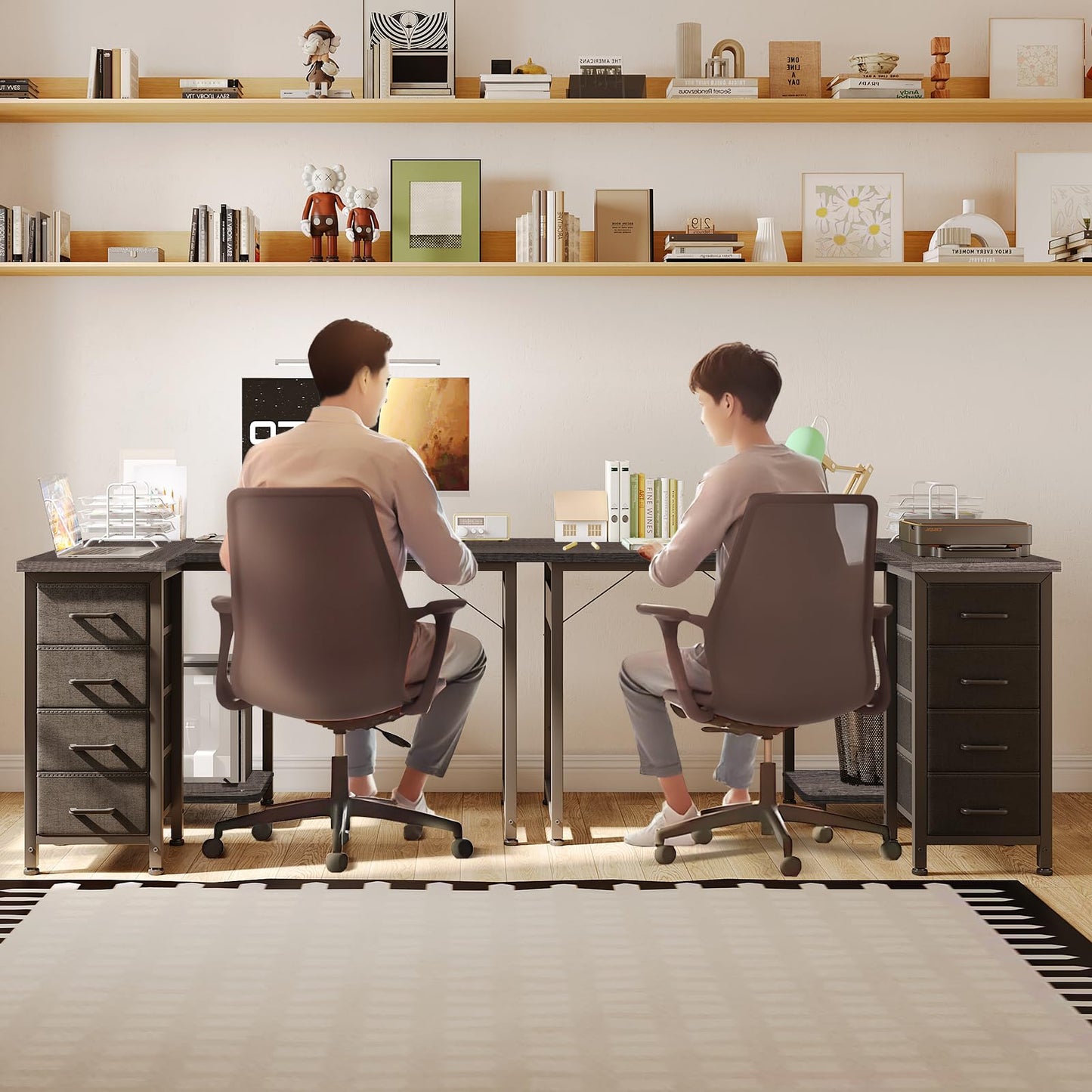 Coleshome Corner Desk, 100 x 70 cm, L Shape Desk with 4 Drawers, Reversible Computer Desk for Office, Study, Bedroom, White