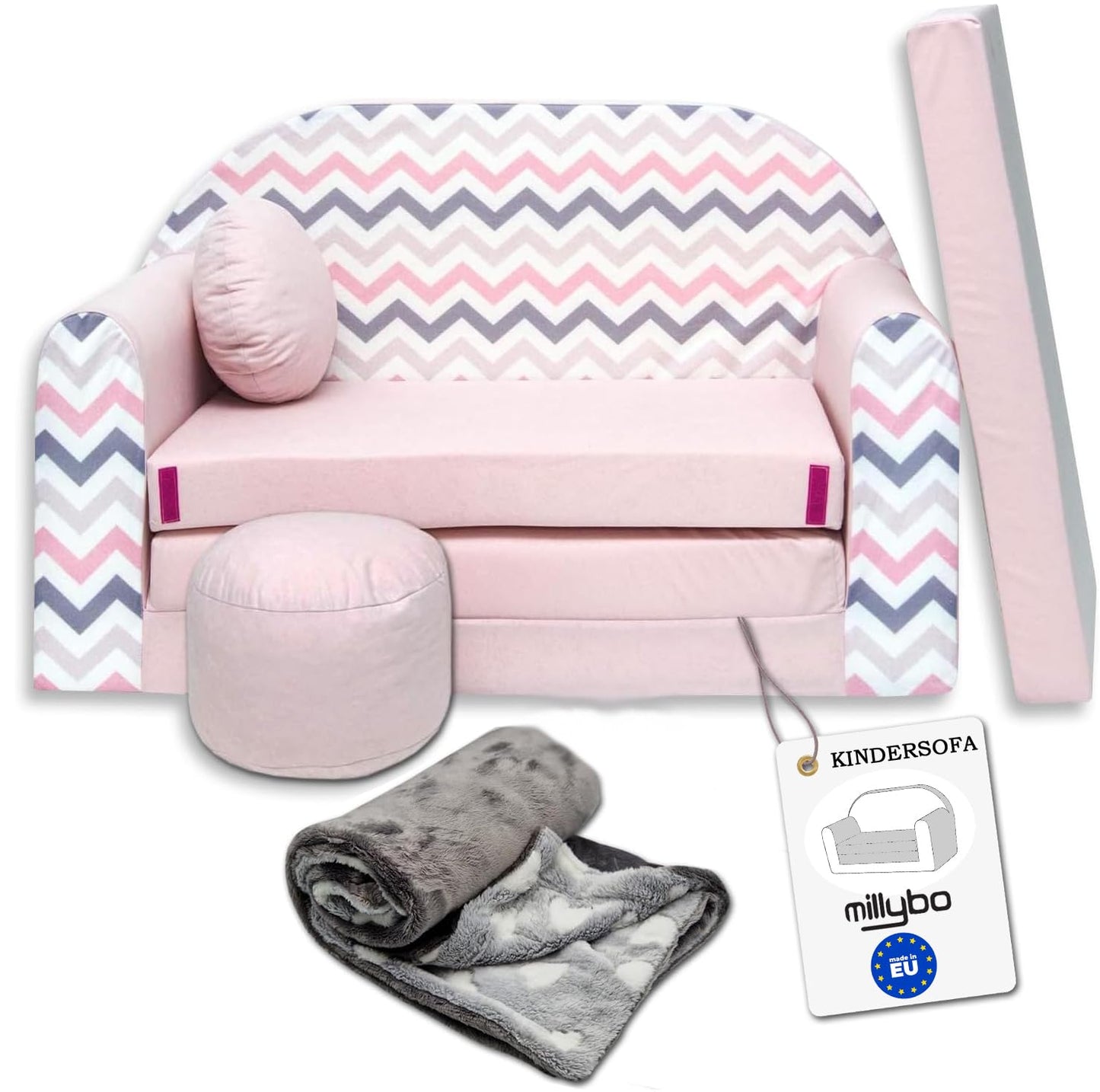 Children's Sofa with Sleep Function Foldable 3-in-1 Children's Sofa Play Sofa with Bed Function Girls Boys Bean Bag Mini Sofa Bed Children's Room Sleeping Chair (A39)