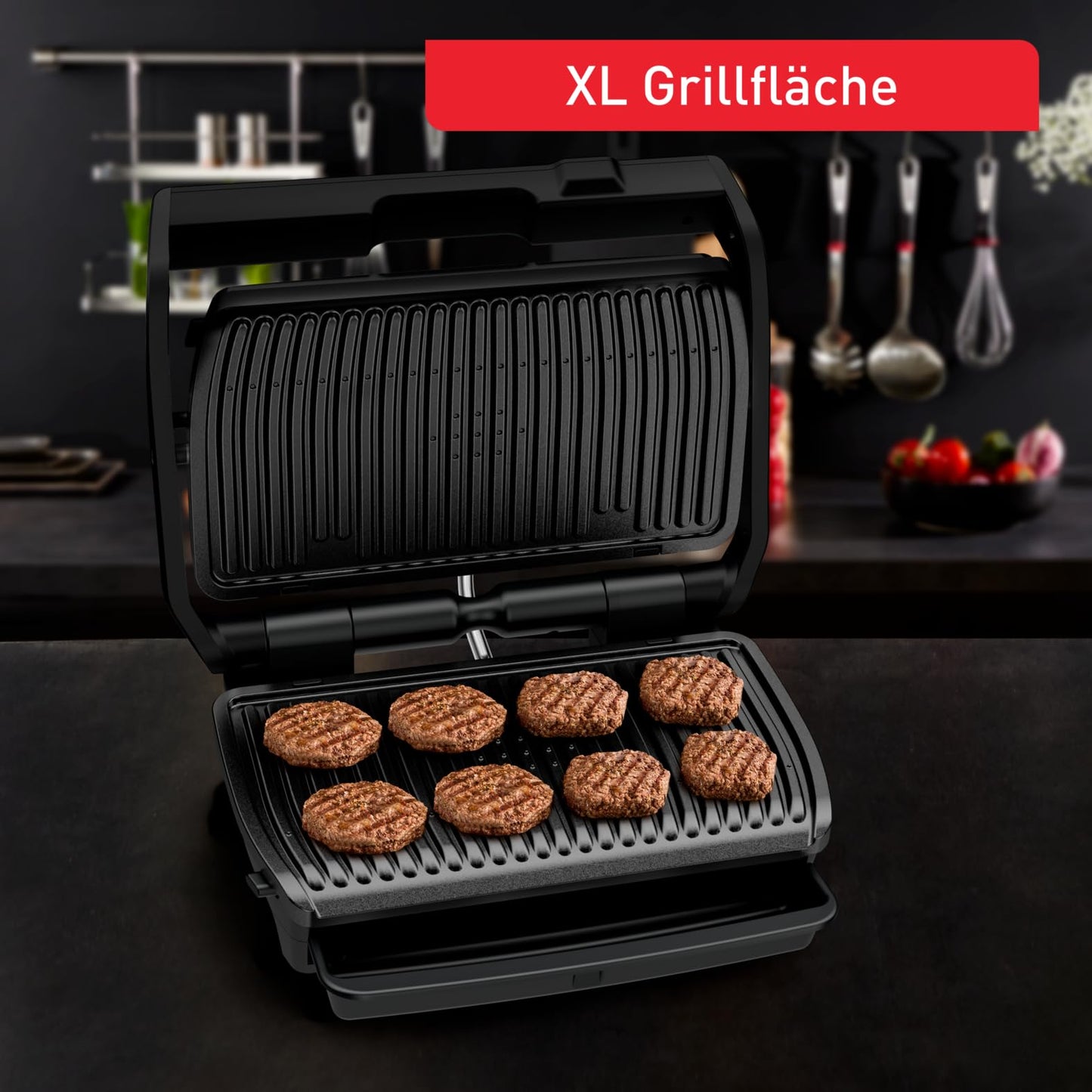 Tefal OptiGrill Elite XL Kontaktgrill, 16 Programme, Digitales Display mit Garstufenanzeige, abnehmbare XL-Platten, Grillboost-Funktion, intuitive Bedienung, Elektrogrill, Edelstahl, GC760D12