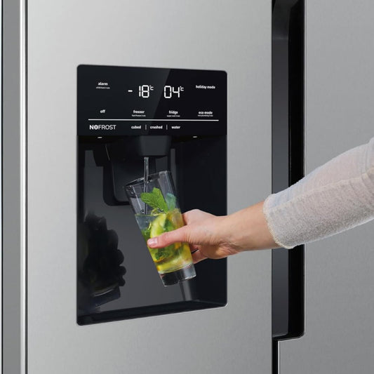 Gorenje NRR9185ESXL Side by Side Fridge-Freezer, NoFrost Plus, Inverter Compressor, Water and Ice Cube Dispenser, SensoTech, 178.6 cm, Fridge Capacity 376 L, Freezer Capacity 190 L, Stainless Steel