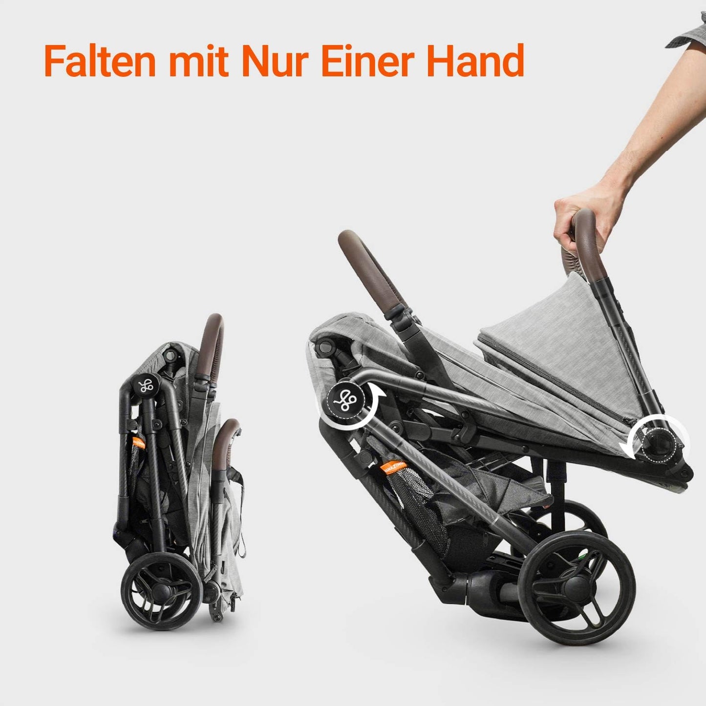 MAMAZING Baby Travel Buggy Pushchair for 6 - 4 Years up to 22 kg, Hand Luggage, Suitable for Small Folding Buggy Aeroplane with One-Handed Folding Design, Lightweight and Compact (5.26 kg) Made of