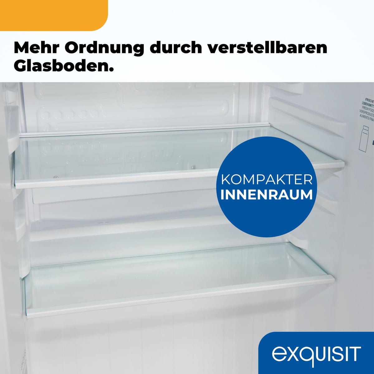 Exquisit KB560-V-091E Mini Fridge, Fridge without Freezer, 50 Litres, 45 cm Width, LED Interior Lighting, Temperature Control, Small Fridge, Black