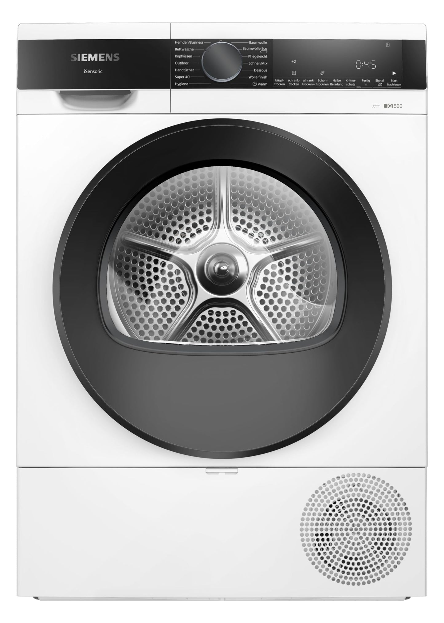 Siemens WR47B2C40 iQ700 Heat Pump Dryer, 9 kg, Self-Cleaning Condenser, AutoDry, Short Program 40 Inch, Refill Function, Reversing Drum, Half Load, LED Display, Touch Control
