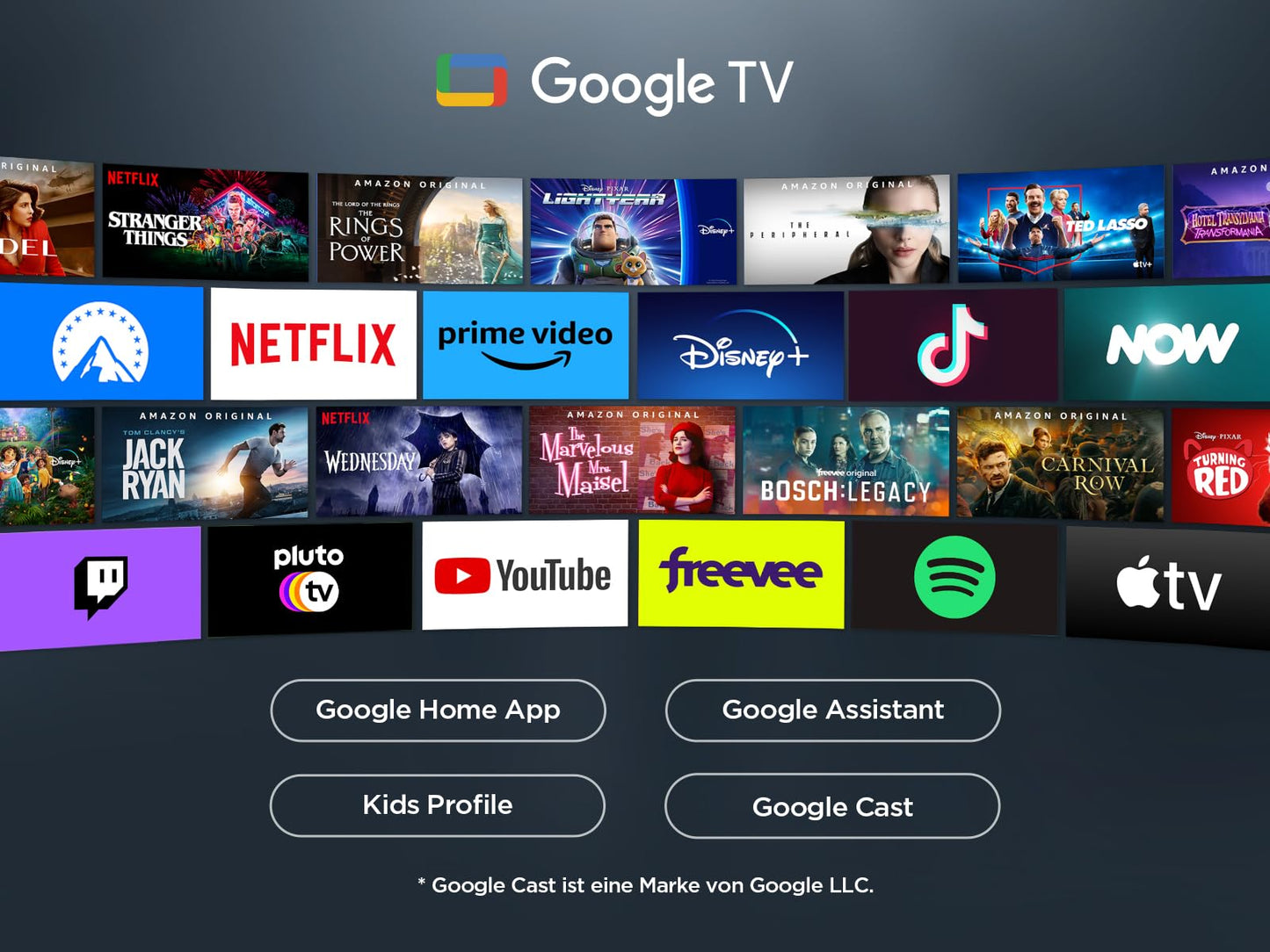 TCL 43V6C 43 Inch 4K UHD Smart TV - HDR10+, HVA Panel, Dolby Vision, Google TV, HDMI 2.1, DVB-T2/C/S2, Bluetooth 5.2, Voice Control with Alexa & Google Assistant