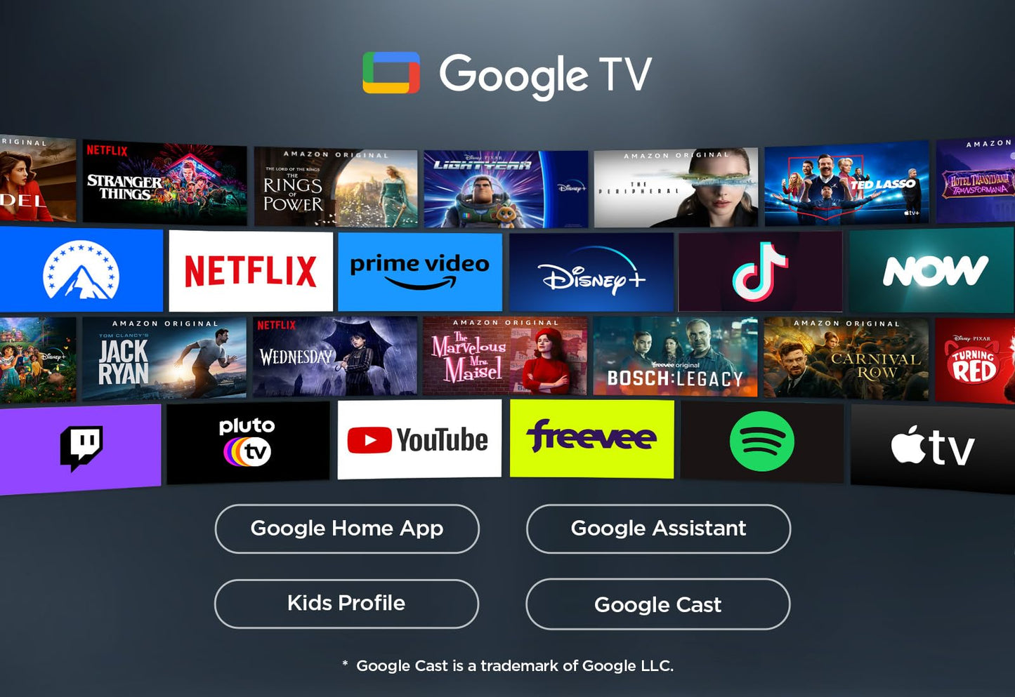TCL 43V6C 43 Inch 4K UHD Smart TV - HDR10+, HVA Panel, Dolby Vision, Google TV, HDMI 2.1, DVB-T2/C/S2, Bluetooth 5.2, Voice Control with Alexa & Google Assistant