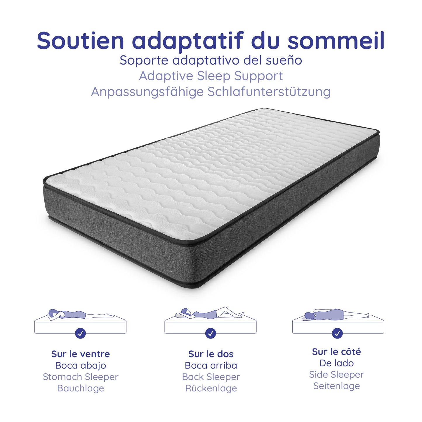 COSMOS - Felis Mattress 180 x 200 cm Cold Foam Mattress Hardness H4 - Oeko-Tex Certified - Winter/Summer Side + HR Foam 7 Zone Mattress Height 30 cm - Made in EU