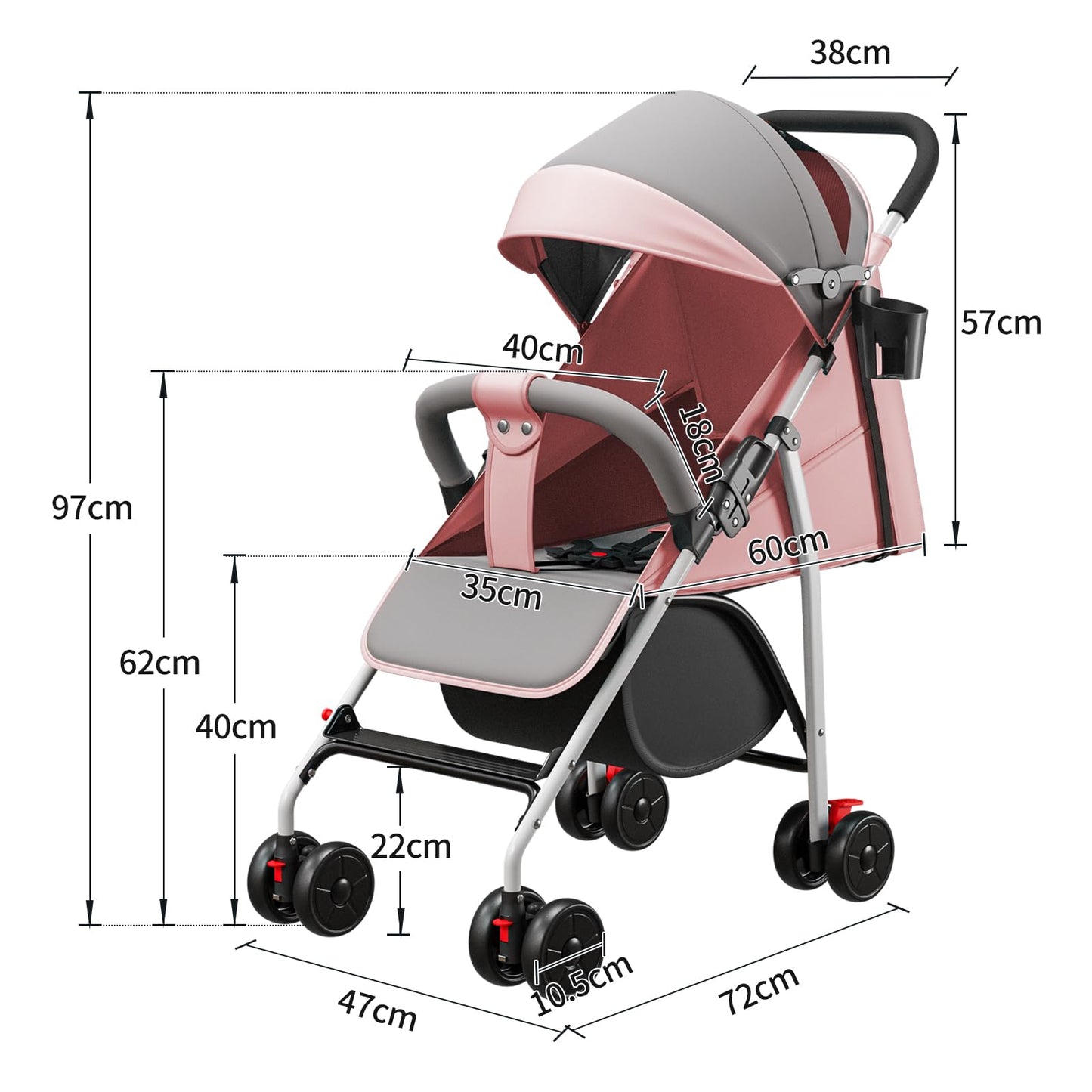 Kindersportwagen,Zusammenklappbarer Kinderwagen,leicht modern klein Buggy mit Liegeposition,Liegefunktion,Ultraleicht (nur 4.5 kg),ideal für Reisen,bis 60 kg (Blau, 45 x 67 x 100cm)