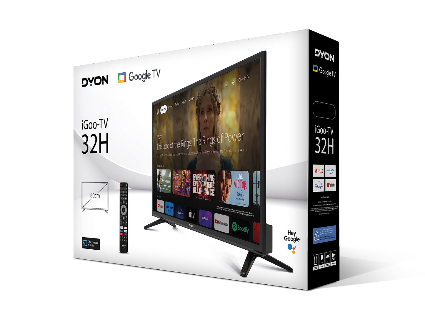 DYON iGoo-TV 50U-2 - 50 Inch (126 cm) 4K Ultra HD Smart TV with Google TV, HDR10, Triple Tuner (DVB-S2/C/T2), WiFi, Bluetooth, Google Assistant, Netflix, Prime Video, [2025 Model]