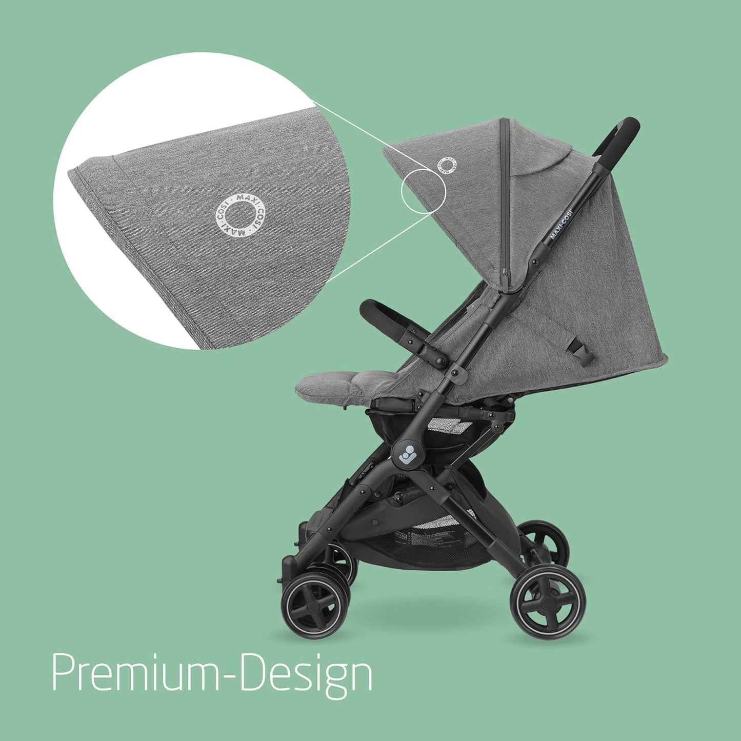Maxi-Cosi Lara2 Baby Pram, 0-4 Years, 0-22 kg, Feather-Light, Compact Buggy, 3 Reclining Positions, Flat Reclining Position, Small Foldable, Shoulder Strap, Select Grey