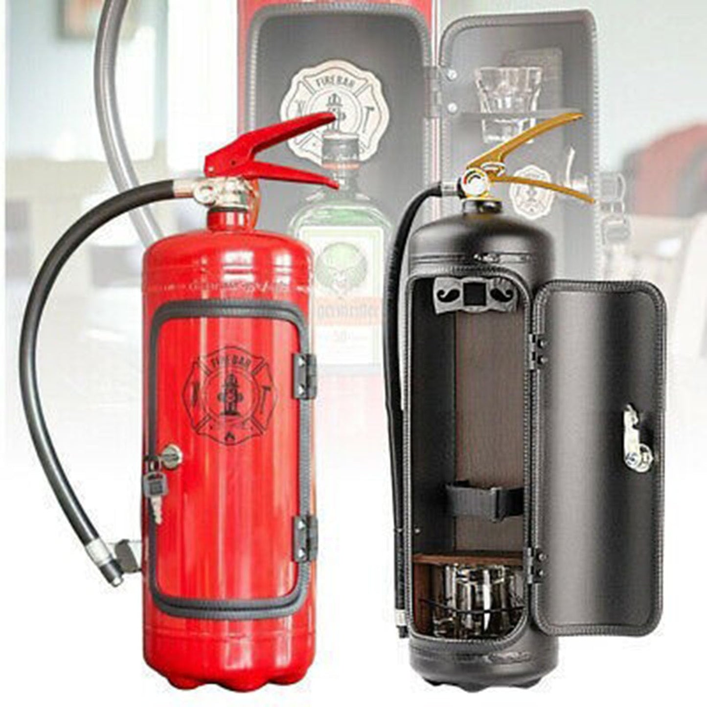 JTBDWOSK Storage Box for Fire Extinguisher, Mini Bar, Portable Storage Box for Spirits and Glasses, Wine Cooler, Ornaments, Gifts for Men, 33 cm