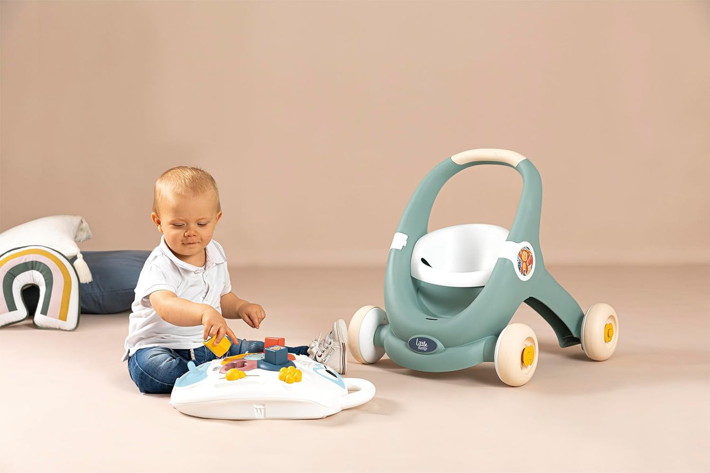 Smoby Toys Little Smoby Walker from 1 Year - 3-in-1 Walker with Walker, Activity Board & Doll's Pram for Babies and Toddlers from 12 Months