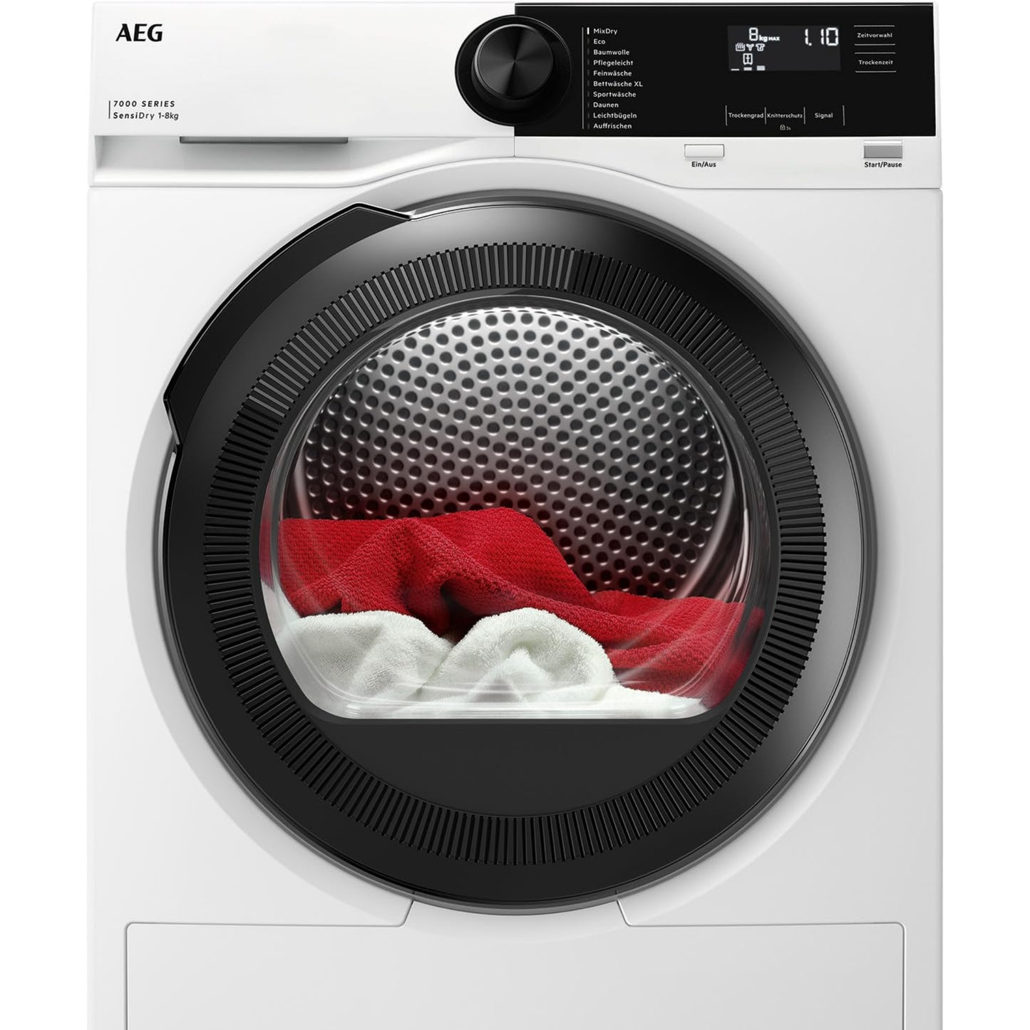 AEG Heat Pump Dryer 8 kg, Series 7000 SensiDry: Gentle & Energy-Saving Drying Process, New Energy Class D, Automatic Volume, Gentle Drum, Changing Direction of Rotation, Wrinkle Protection, TR7T61580