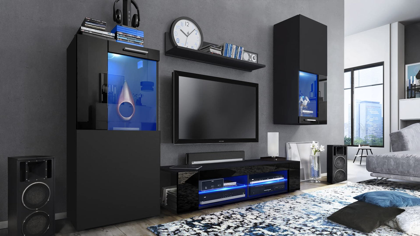 Vladon Movie Wall Unit, Black