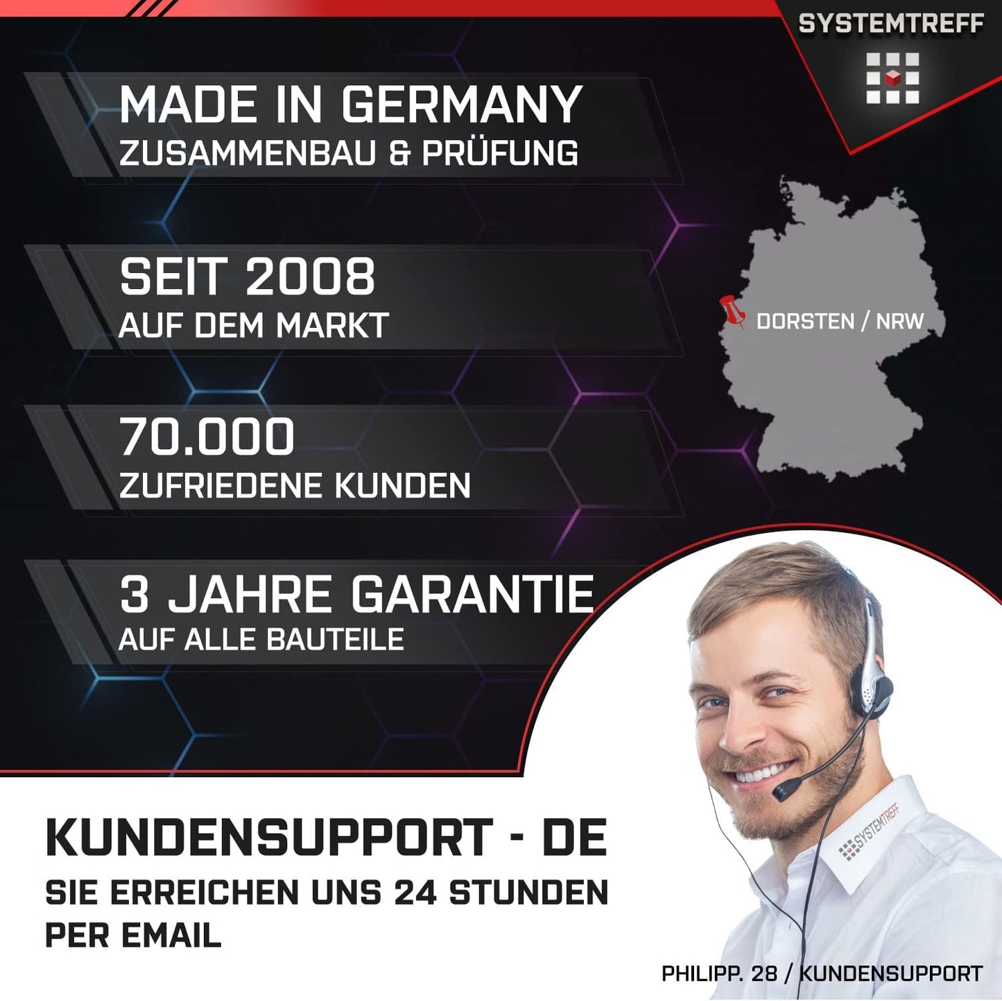 SYSTEMTREFF Gaming PC AMD Ryzen 7 5700X 8x4.6GHz | Nvidia RTX 5060 8GB DX12 | 1TB M.2 NVMe | 32GB DDR4 RAM | Windows 11 | WLAN Desktop Computer Rechner für Gamer, Zocker & Streamer