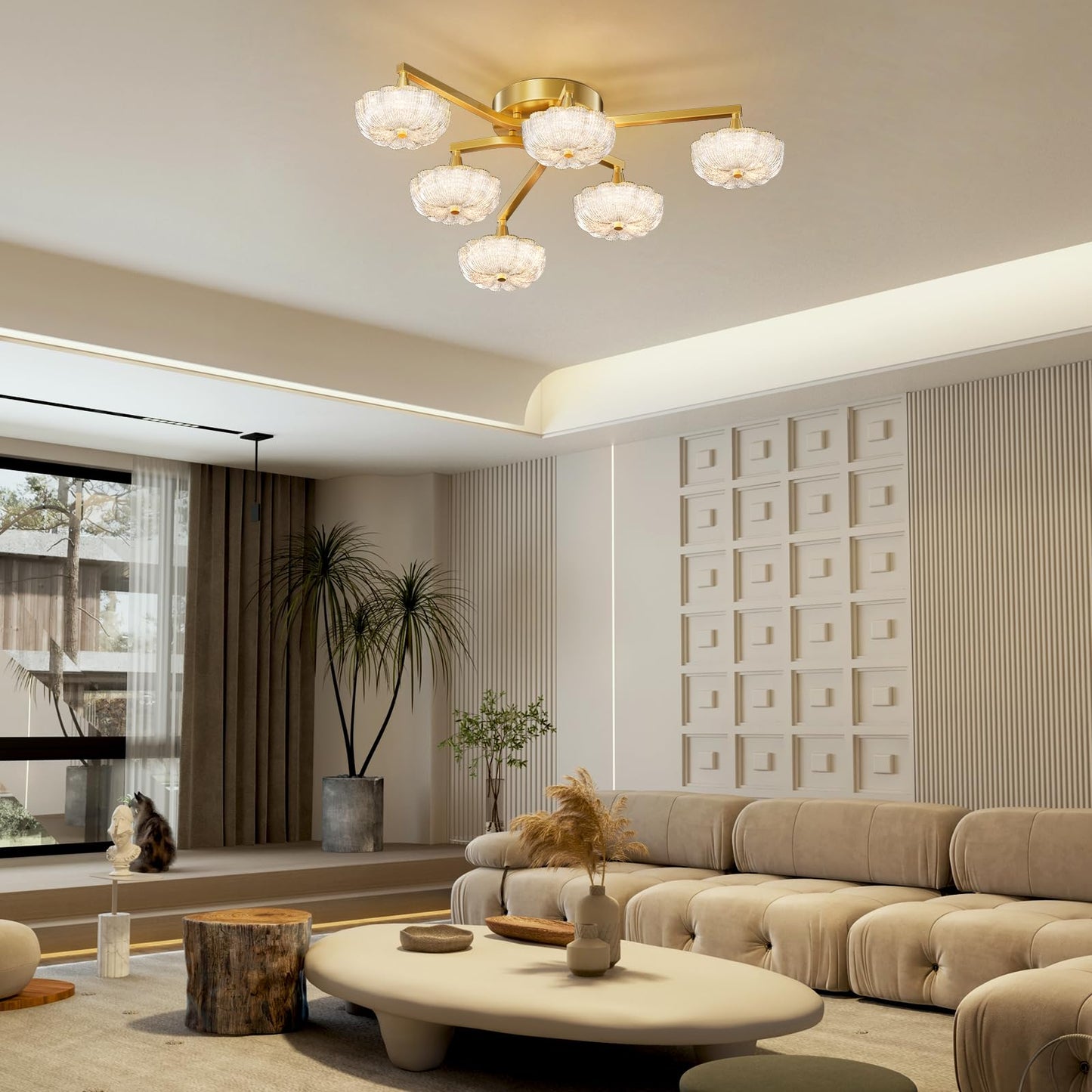 LED Ceiling Light, Modern Ceiling Light with Remote Control, Diameter 68 cm, Gold Dimmable Living Room Lamp, Colour Changing 3000 K - 6000 K with Memory Function, Kitchen Lamp, Bedroom Lamp Ceiling